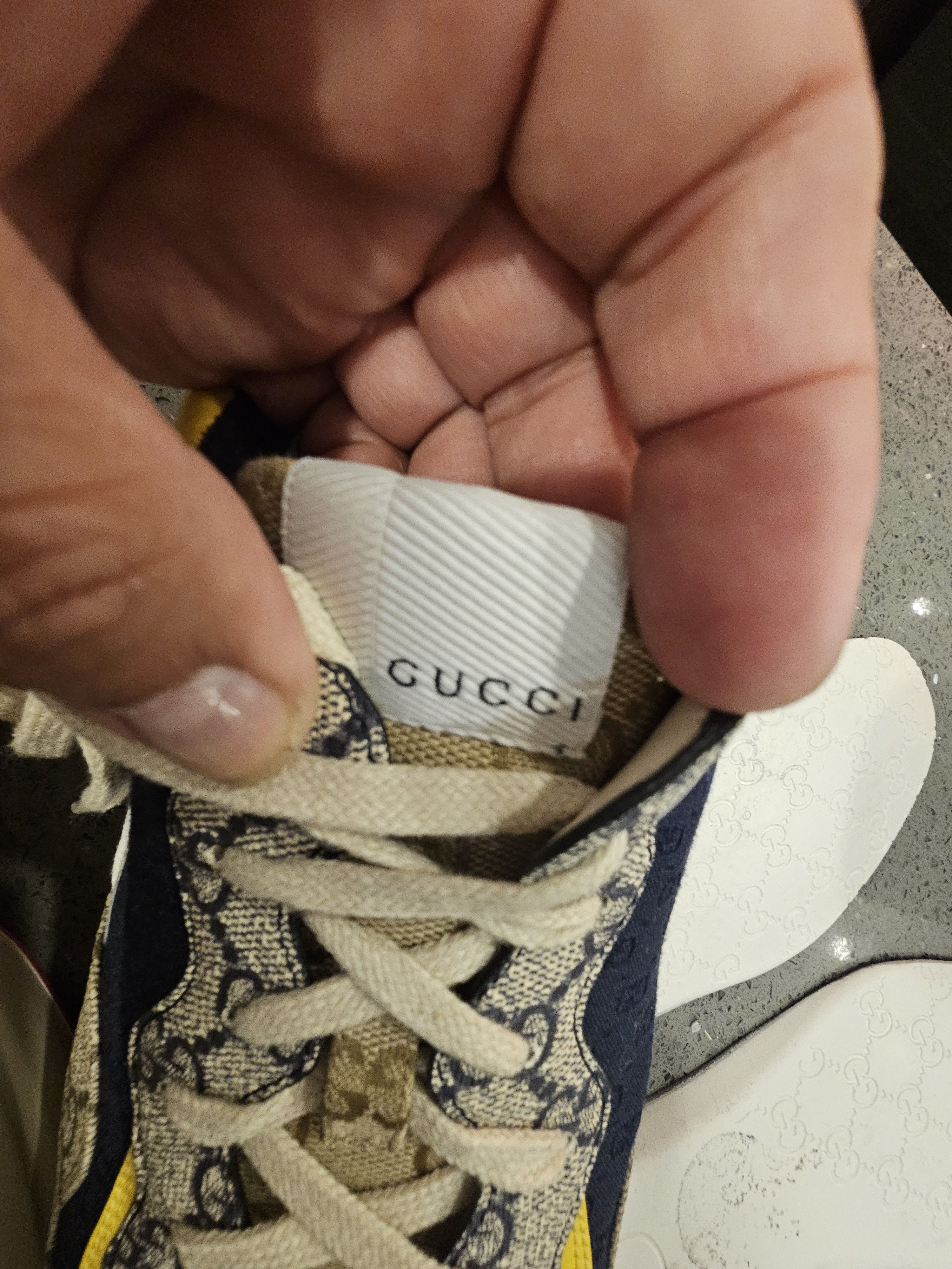 Gucci Men's GG Rhyton sneaker Beige Ebony GG canvas Sz 11 Size US 12 / EU 45 - 15 Thumbnail