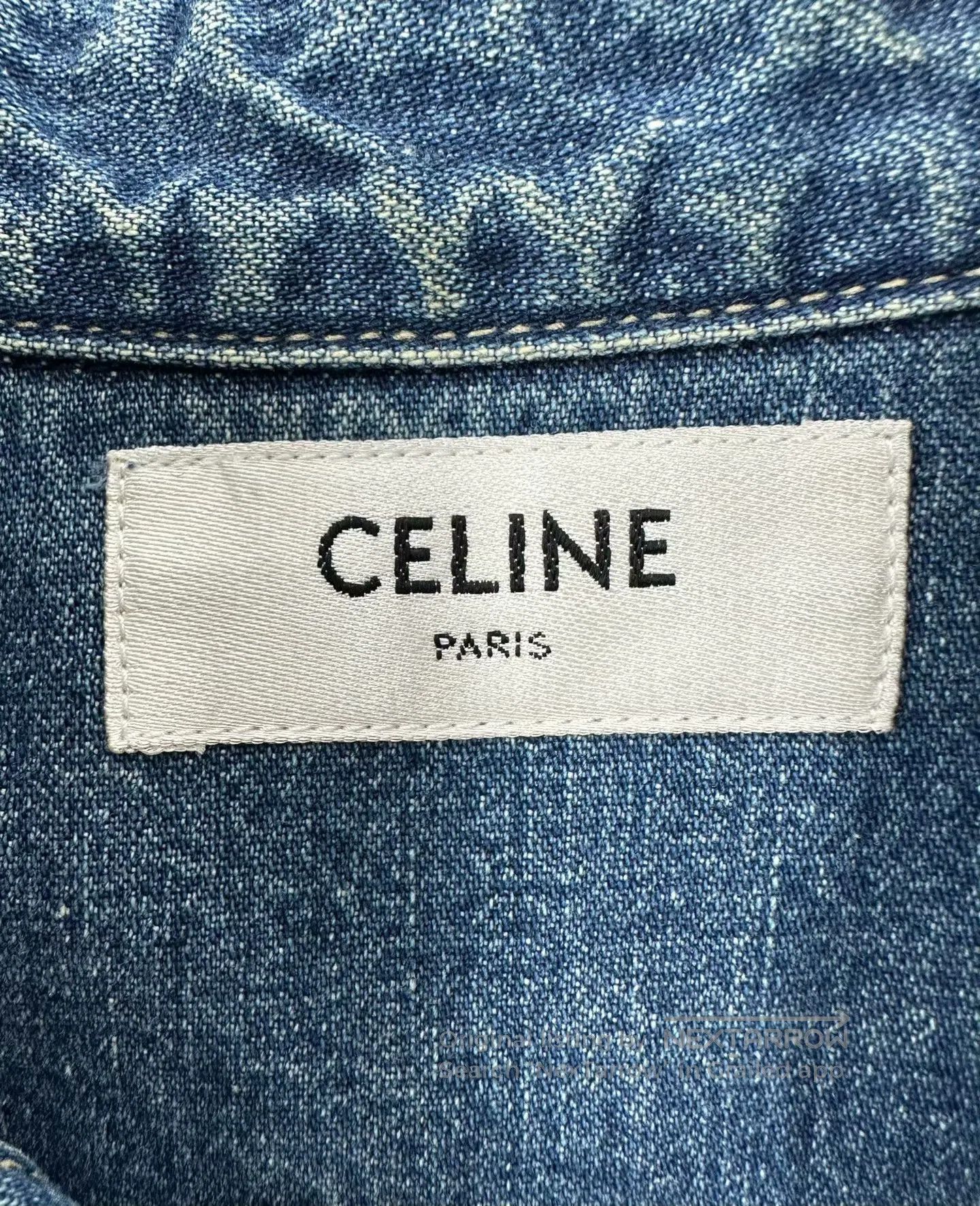 Celine CELINE Blue embroidered logo denim shirt| Size US L / EU 52-54 / 3 - 3 Thumbnail