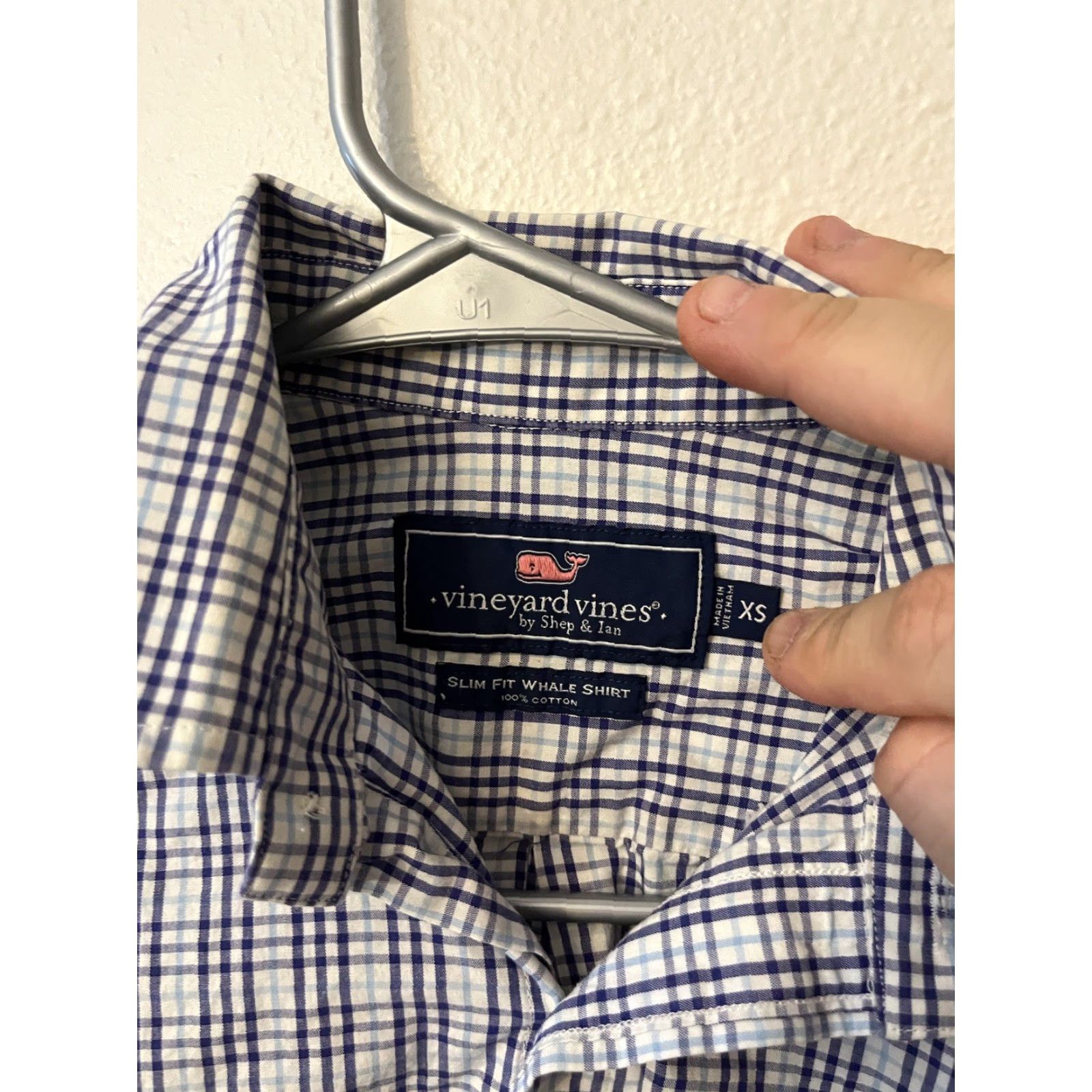 Vineyard Vines Vineyard Vines Shirt Mens XS Gingham Check Slim Fit Whale Blue white Preppy Size US XS / EU 42 / 0 - 2 Thumbnail