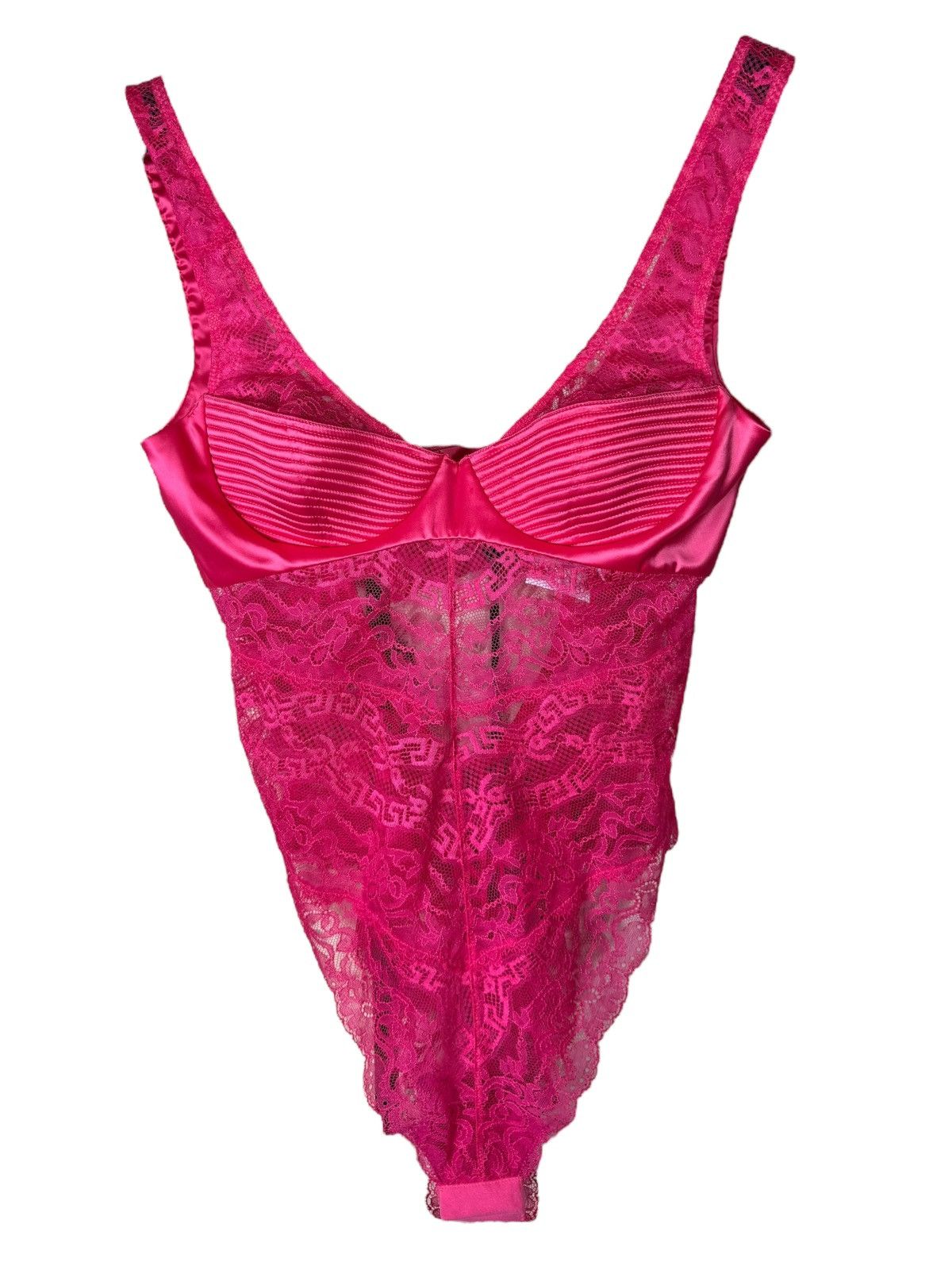 Versace Versace pink lace & satin bodysuit, new with tags Size L / US 10 / IT 46 - 1 Thumbnail