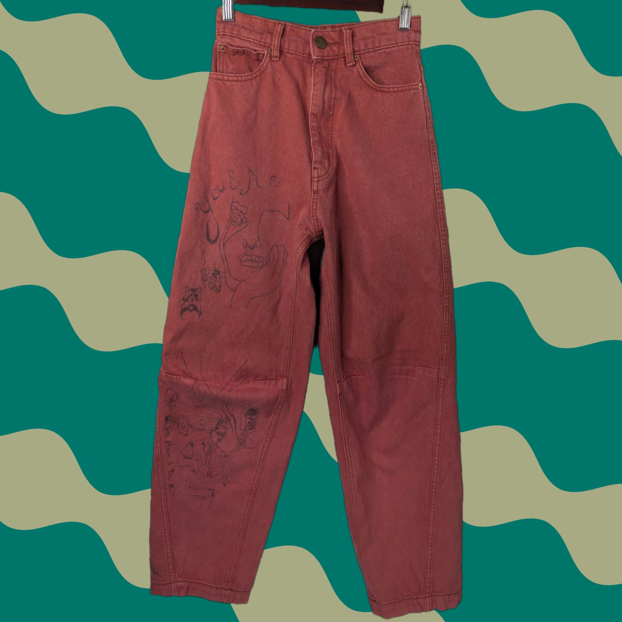 Urban Outfitters VINTAGE Urban Outfitters BDG Rih Extreme Baggy Jean Grunge Red Women's 24 Size 42" / US 20 - 1 Thumbnail