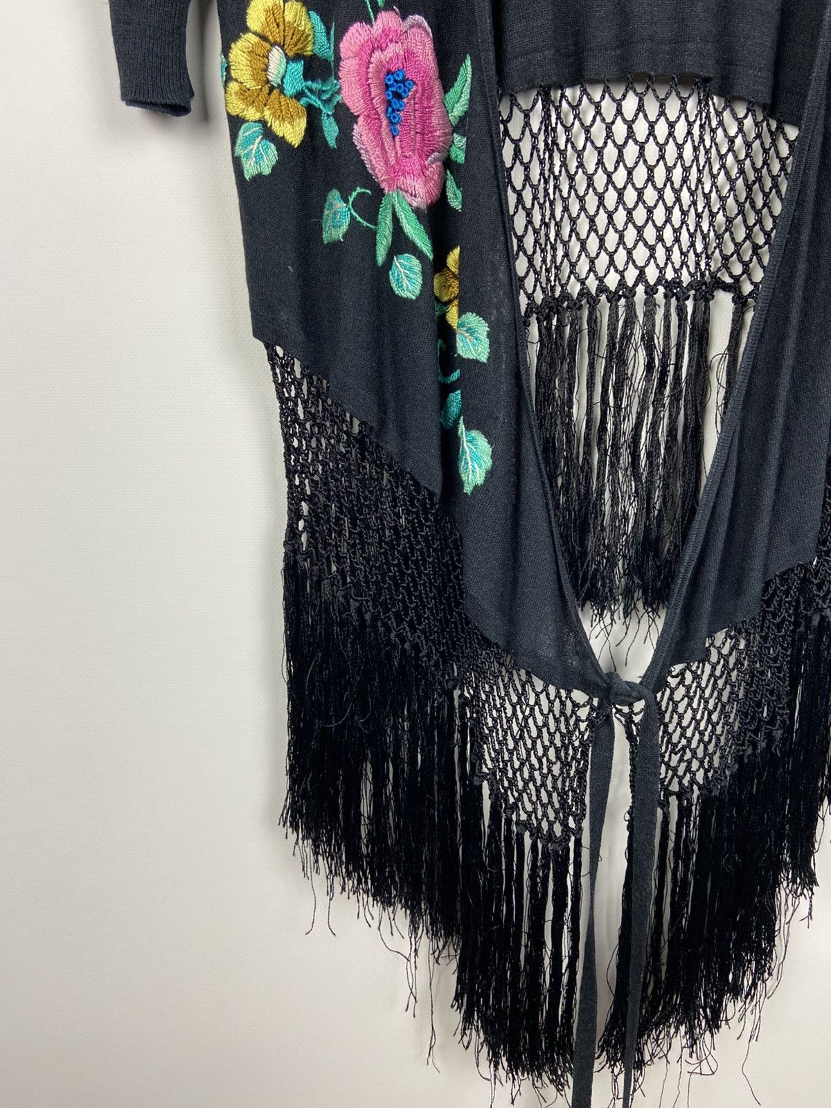 Designer × Kenzo Vintage Kenzo Jeans Silk Knit Fringe Wrap Cardigan Size M / US 6-8 / IT 42-44 - 8 Thumbnail