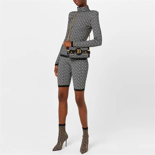 Balmain o1g2r1mq0924 Monogram High Neck Jumper in Black & White Size XS / US 0-2 / IT 36-38 - 5 Thumbnail