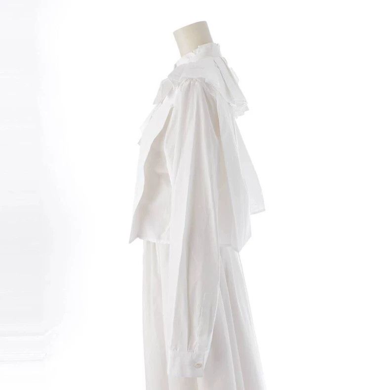 Jil Sander Jil Sander White ruffled blouse with lotus leaf design Size XXS / US 00 / IT 34 - 3 Thumbnail
