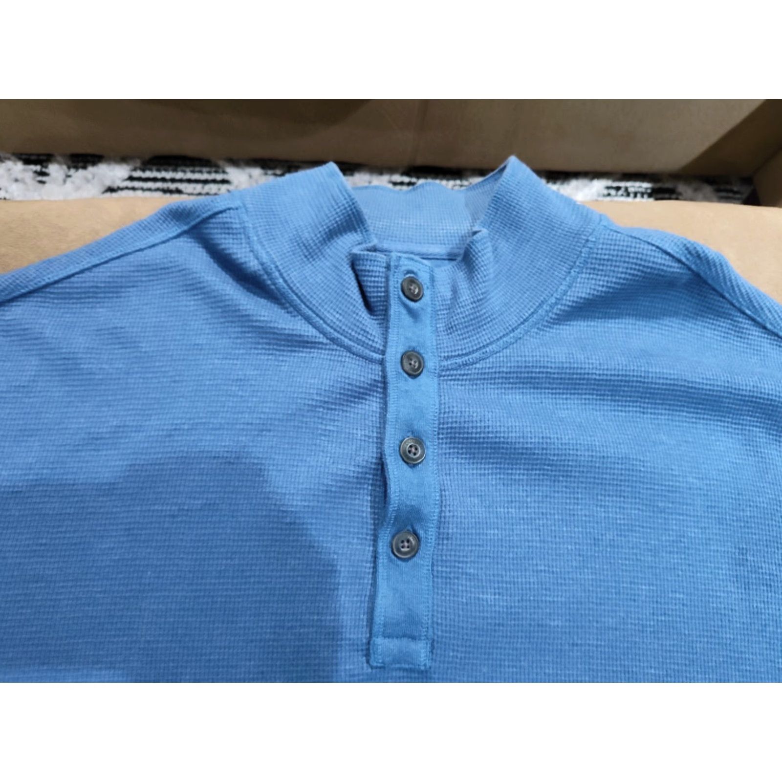 Duluth Trading Company Duluth Trading Men Burly Button Mock Neck Thermal Henley Waffle Shirt XXL Blue Size US XXL / EU 58 / 5 - 5 Thumbnail