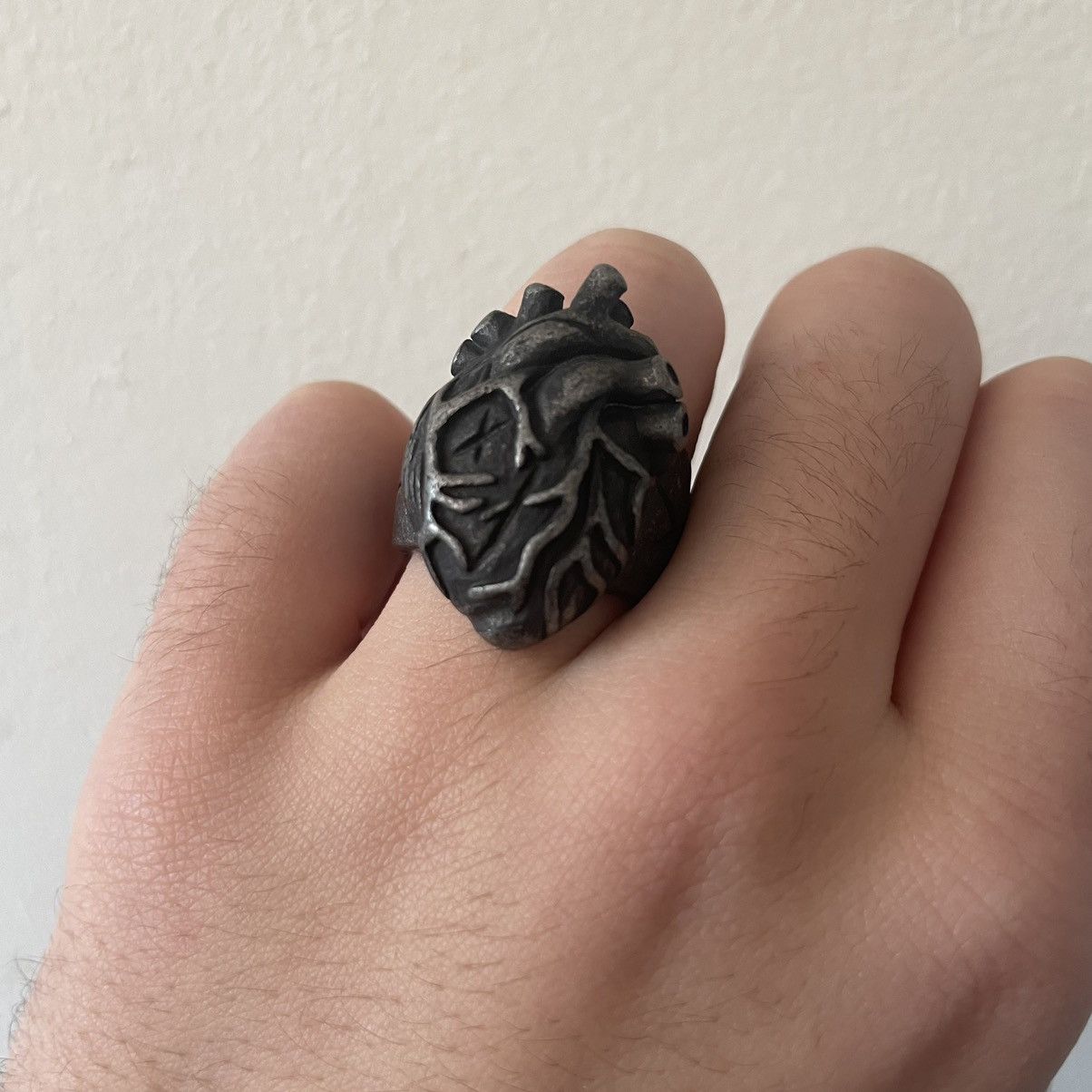Jewelry × Vintage Anatomical Heart Statement Biker Ring Size ONE SIZE - 1 Thumbnail