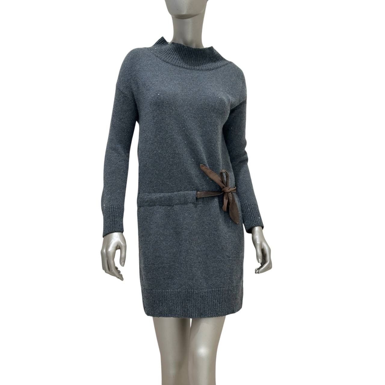 Brunello Cucinelli Brunello Cucinelli Elegant Wool Leather Belt Dress Sz.XS/S Size XS / US 0-2 / IT 36-38 - 1 Thumbnail