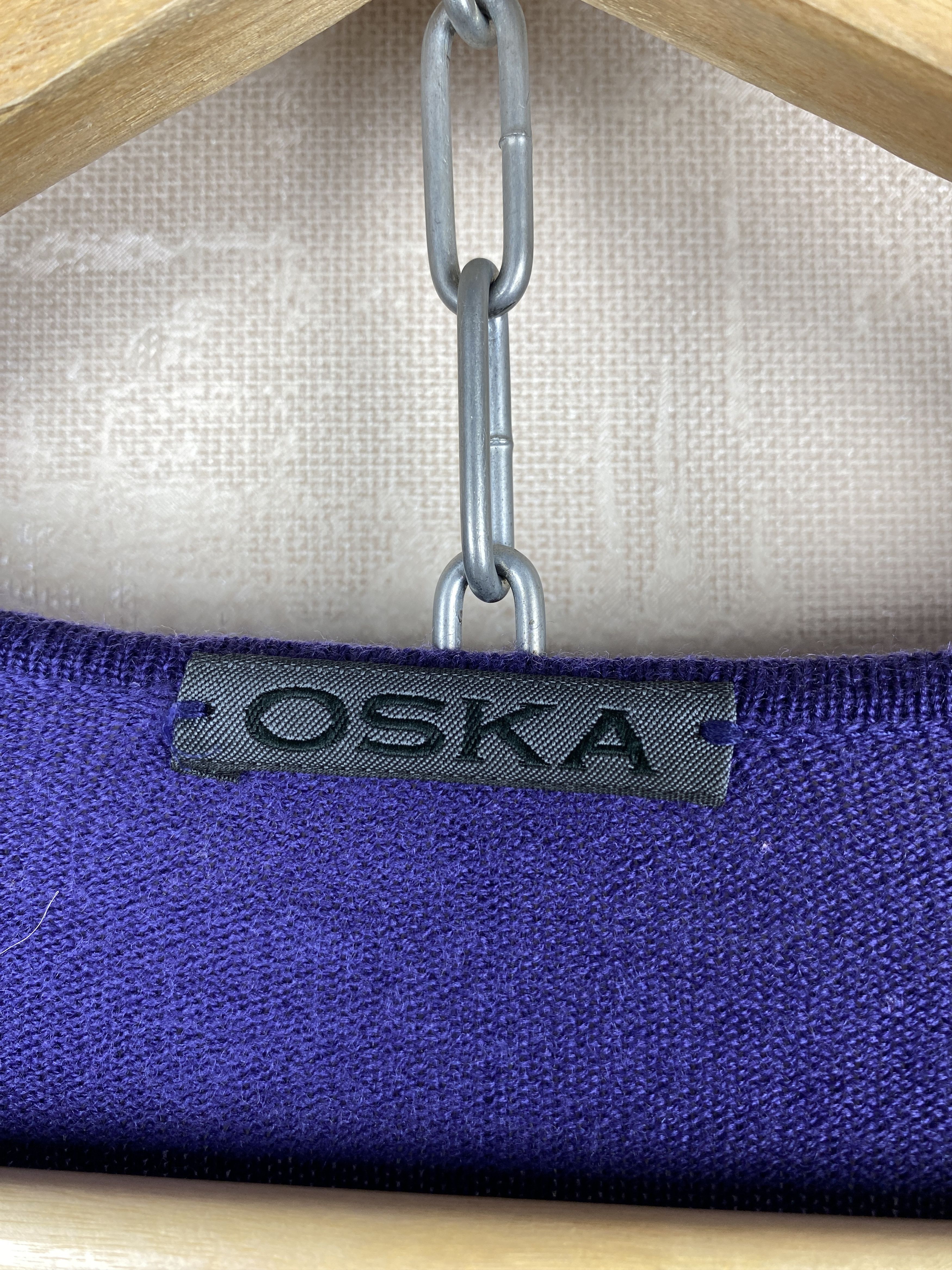 Designer Oska Virgin Wool Purple Single Button Cardigan Size L / US 10 / IT 46 - 8 Thumbnail