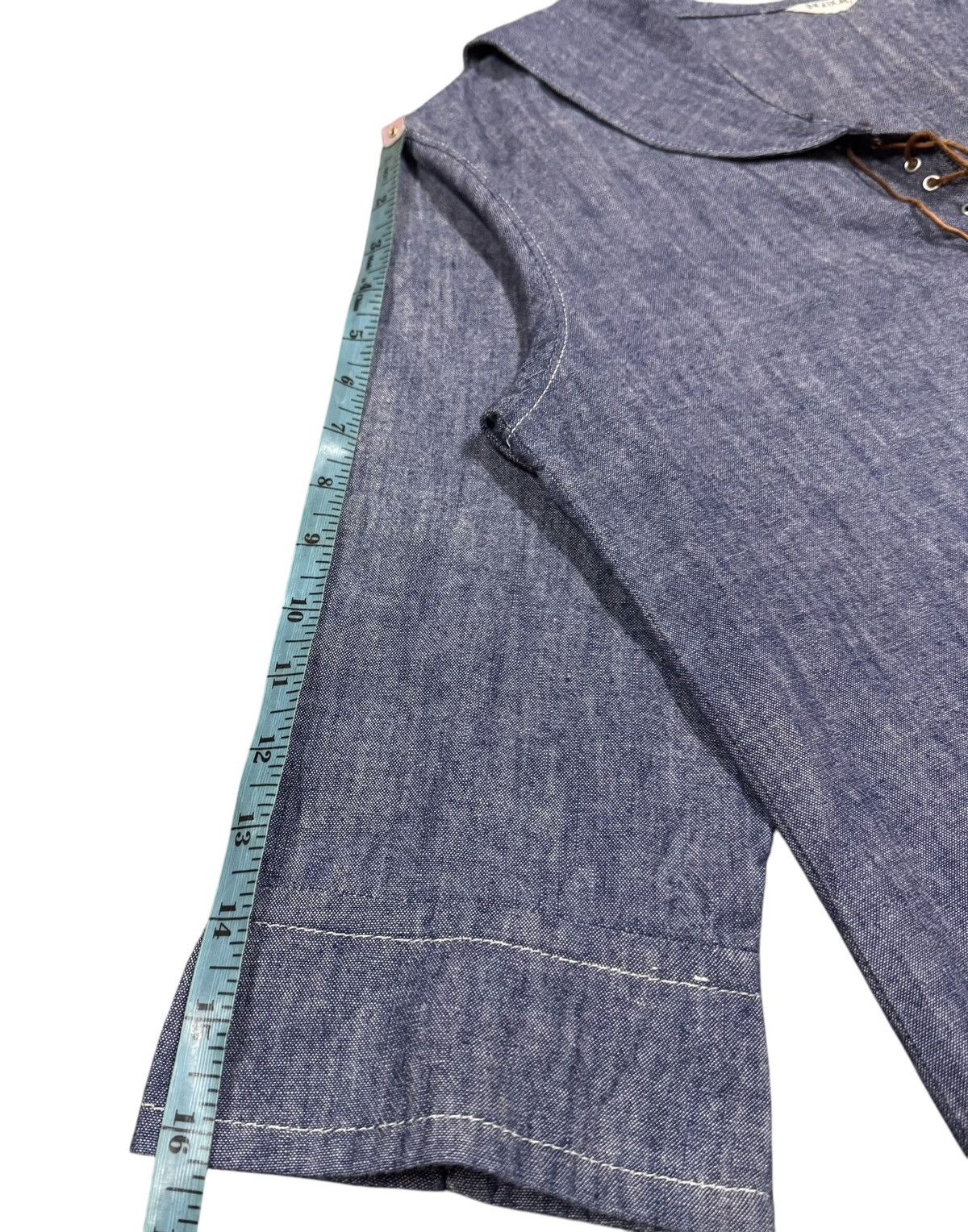 Naval Clothing Factory Vtg🔥70’s Ingeborg Denim Sailor Pullover Leather Lace Shirt Size US M / EU 48-50 / 2 - 16 Thumbnail