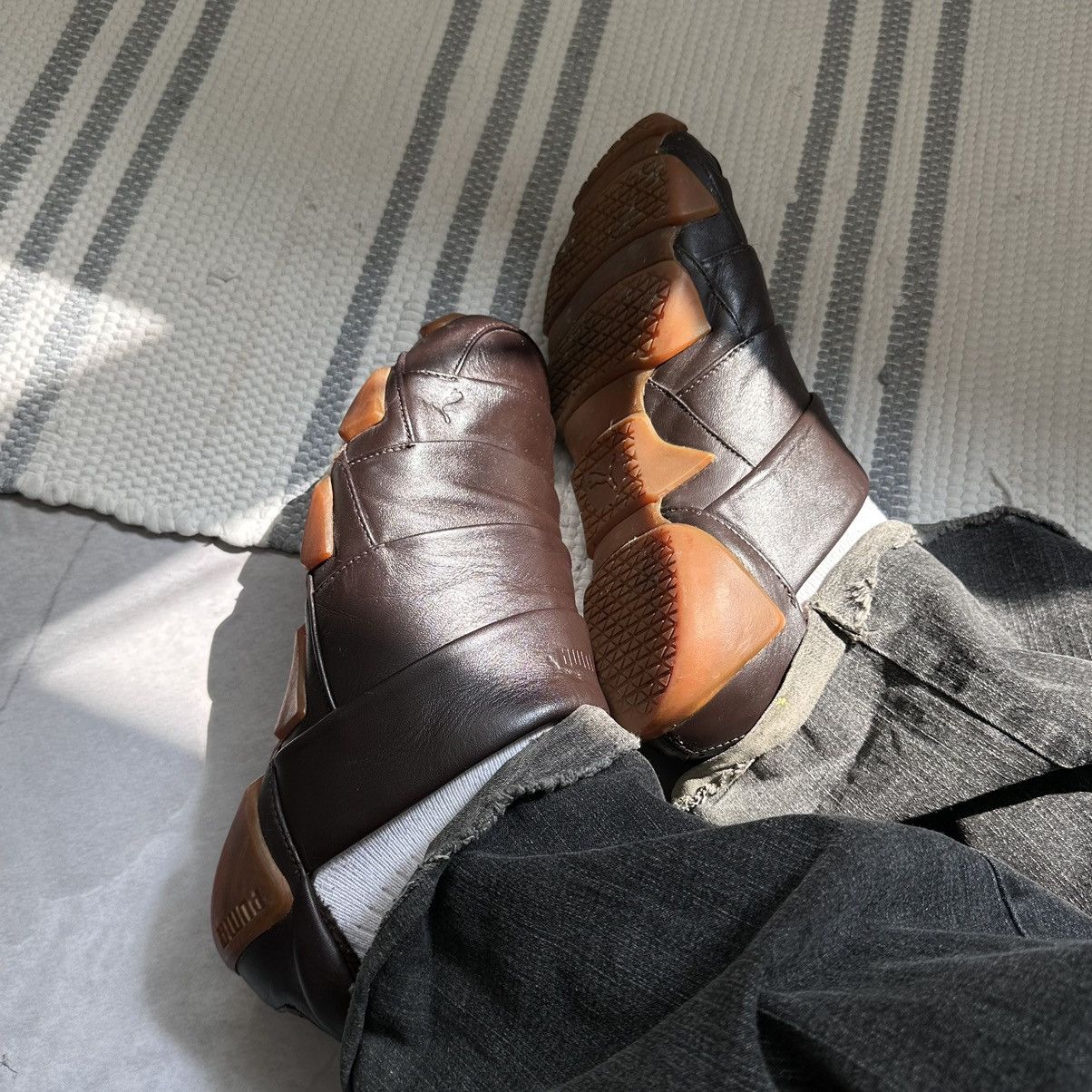 Japanese Brand × Puma × Vintage RARE Puma Satori Vintage Leather Sneakers Y3 Mostro Vibe Size US 8.5 / EU 41-42 - 5 Thumbnail