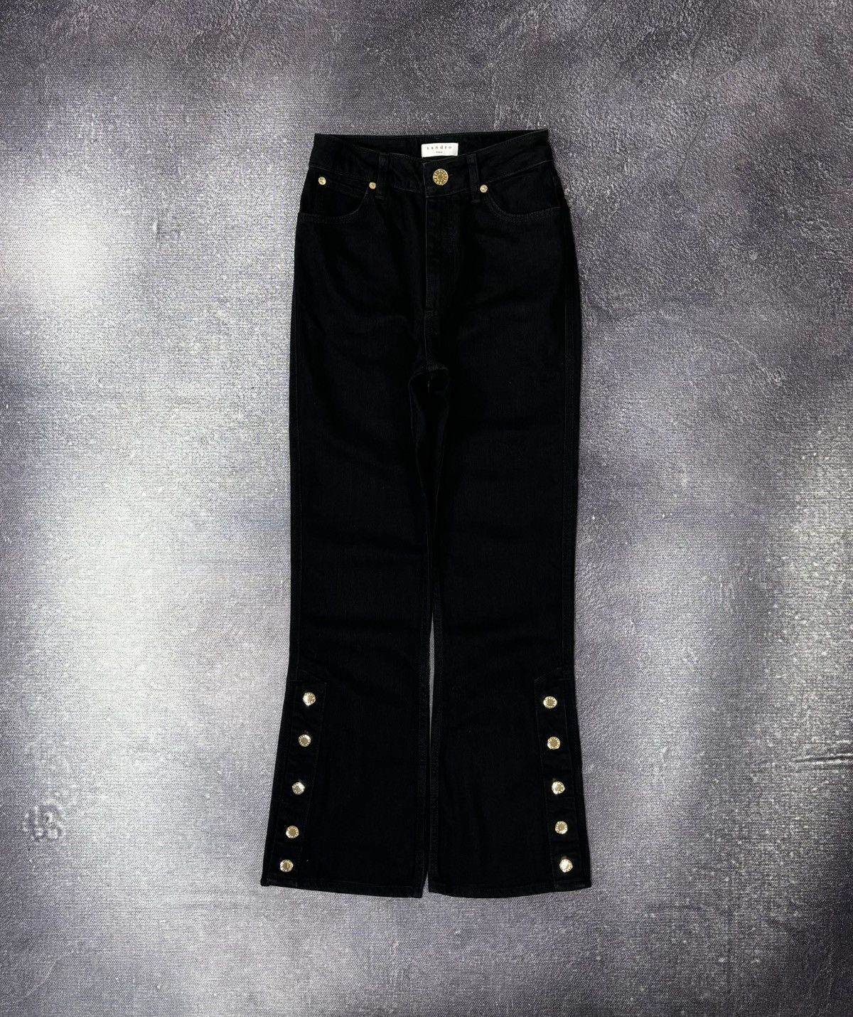 Sandro Sandro NWT Women’s Snapy Snap High-Rise Black Flared Jeans Size 26" / US 2 / IT 38 - 1 Thumbnail