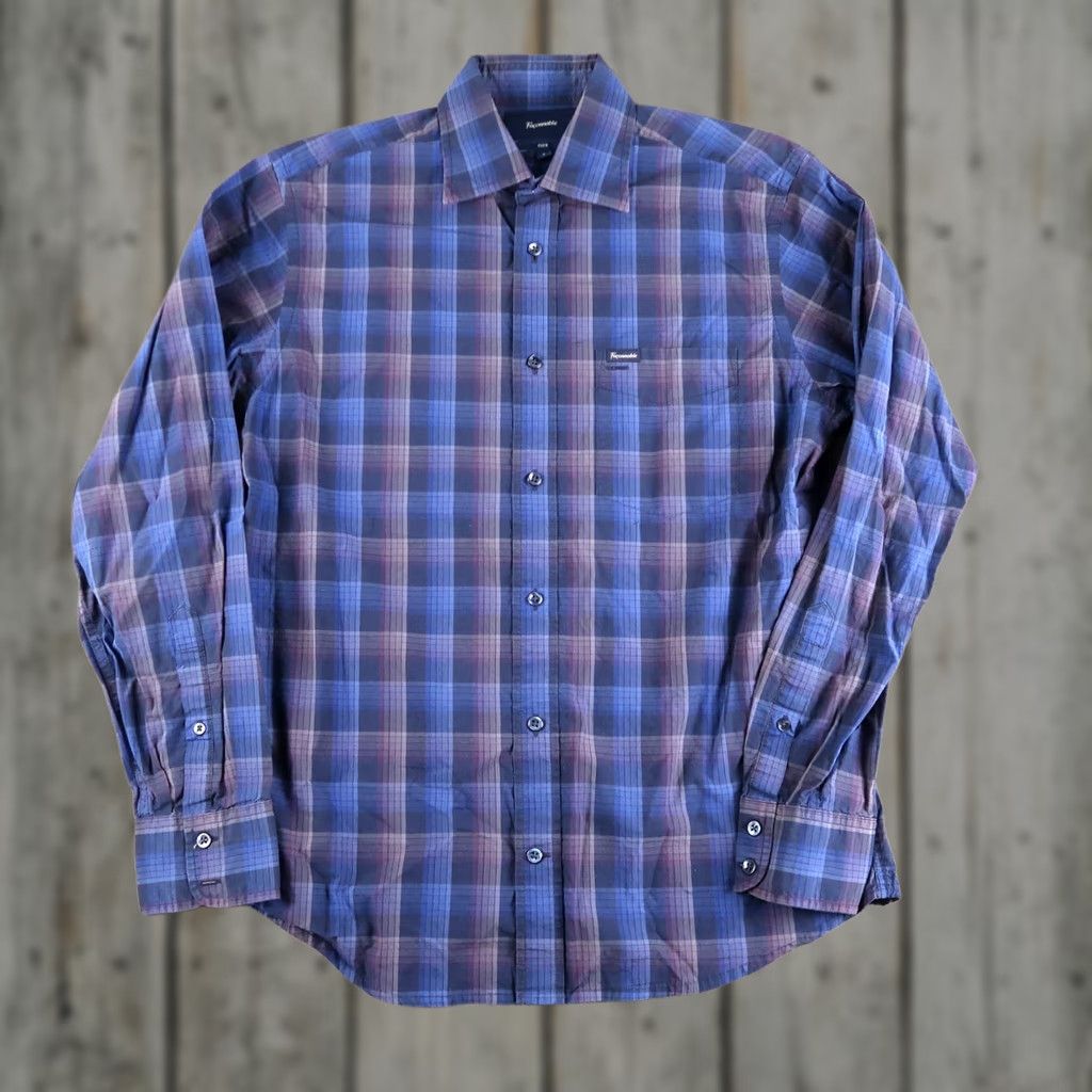 Faconnable Façonnable Men Blue Plaid Check Long Sleeve Cotton Shirt Size S Club Shirt Mens Regular Collar Button-Up Size US S / EU 44-46 / 1 - 1 Thumbnail