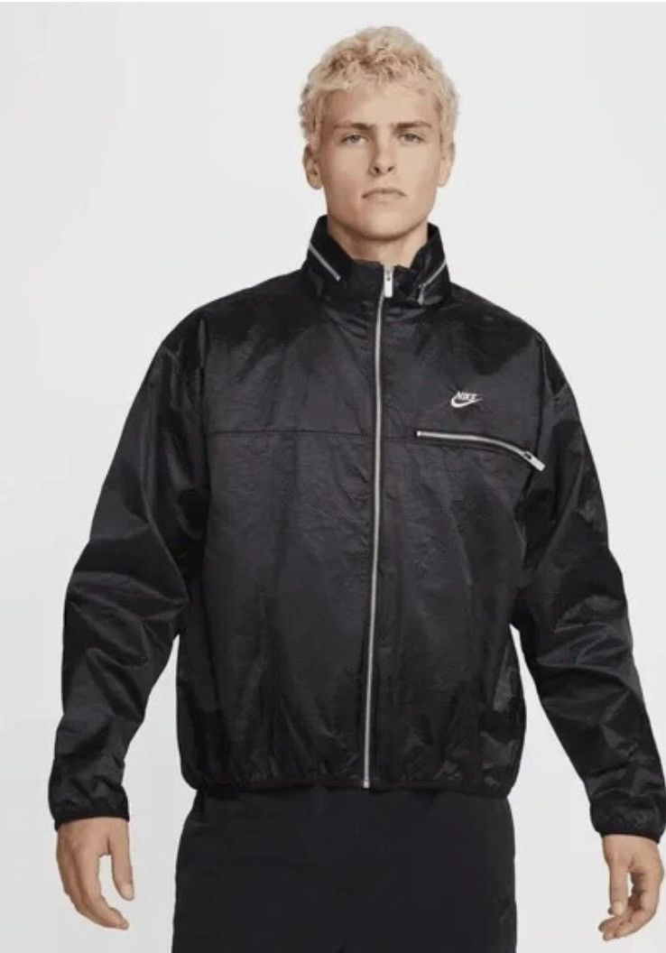 Nike Men’s Nike Solid Color Stand Collar Zipper Sport Black Jacke Size US L / EU 52-54 / 3 - 1 Thumbnail