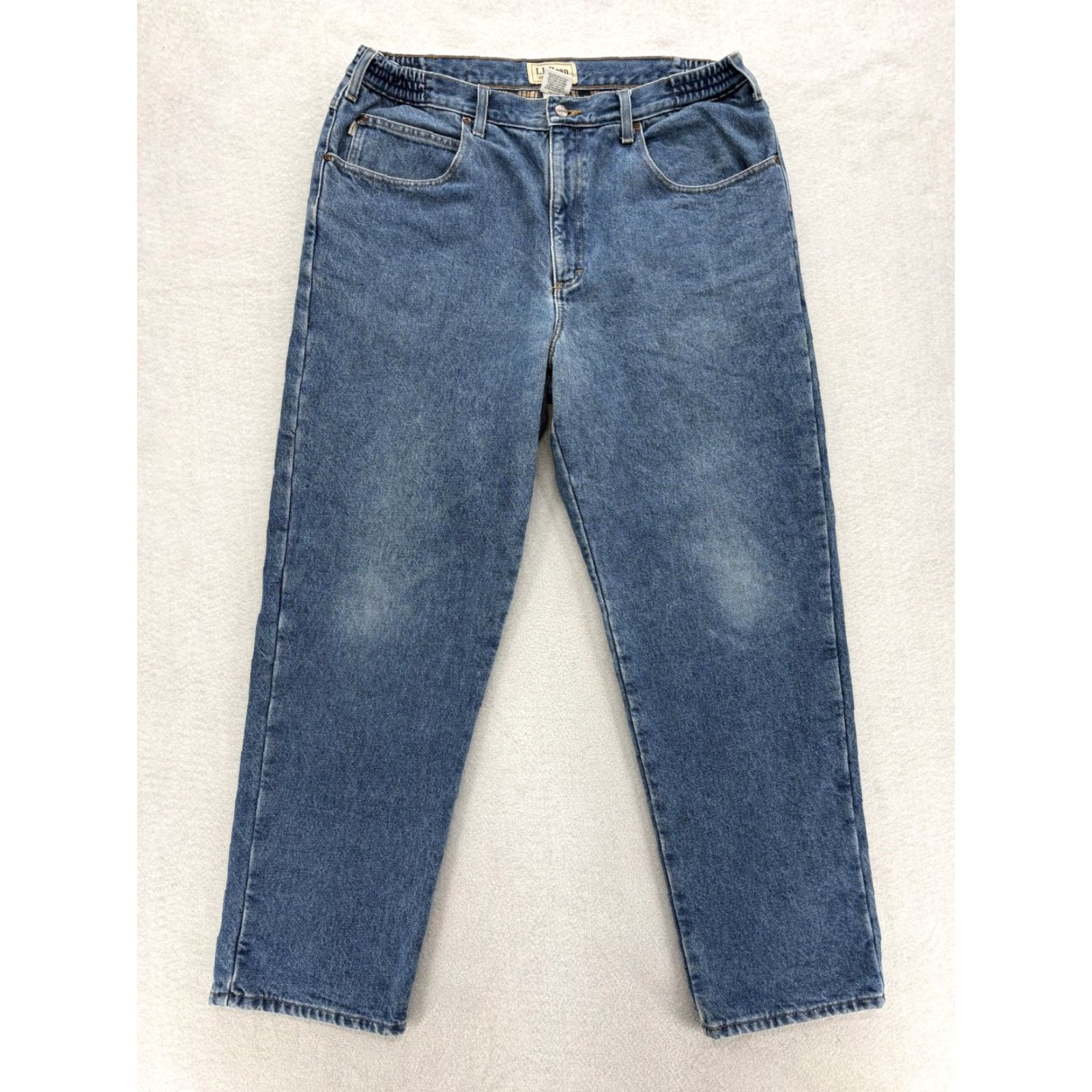 Vintage L.L. Bean Jeans Mens 36x30 Comfort Waist Straight Denim Blue 5-Pocket Pockets Regular Inseam 30 Size US 36 / EU 52 - 2 Thumbnail