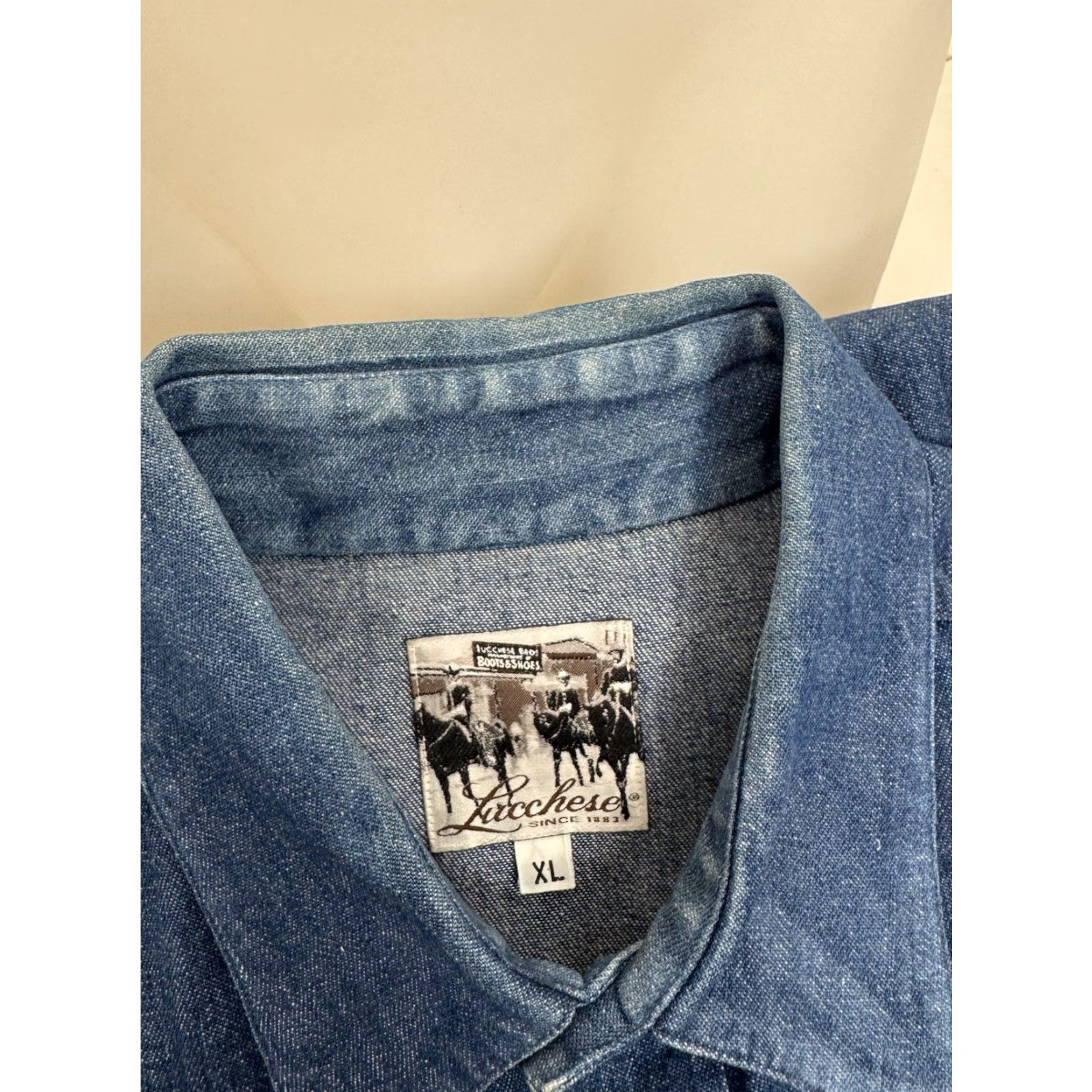Denime LUCCHESE Denim Western Metal Snap Mens XL Shirt Size US XL / EU 56 / 4 - 4 Thumbnail