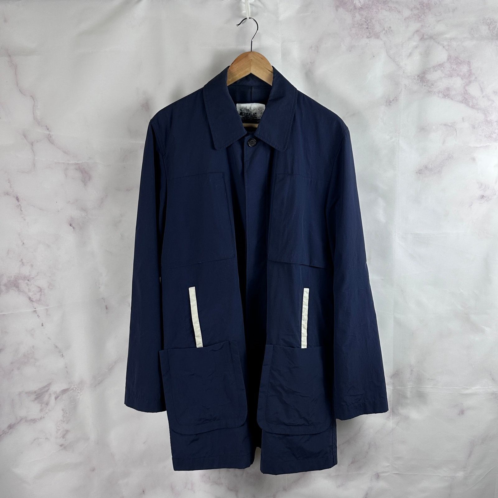 Undercover A/W01 D.A.V.F. Navy Long Coat Size US L / EU 52-54 / 3 - 1 Thumbnail
