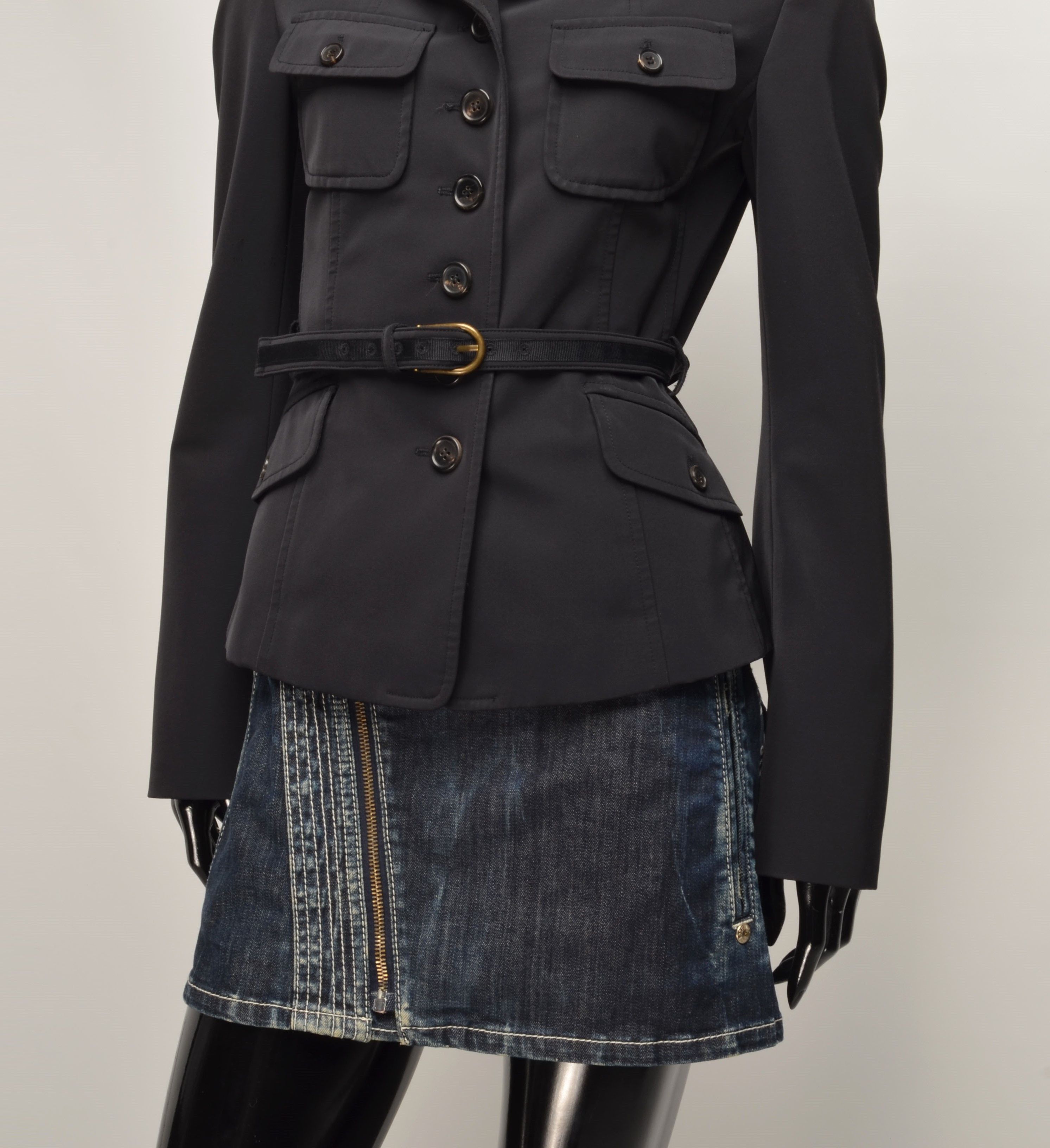 STRENESSE Gabriele Strehle Strenesse Blue 90's Belted Black Blazer Size XS / US 0-2 / IT 36-38 - 3 Thumbnail