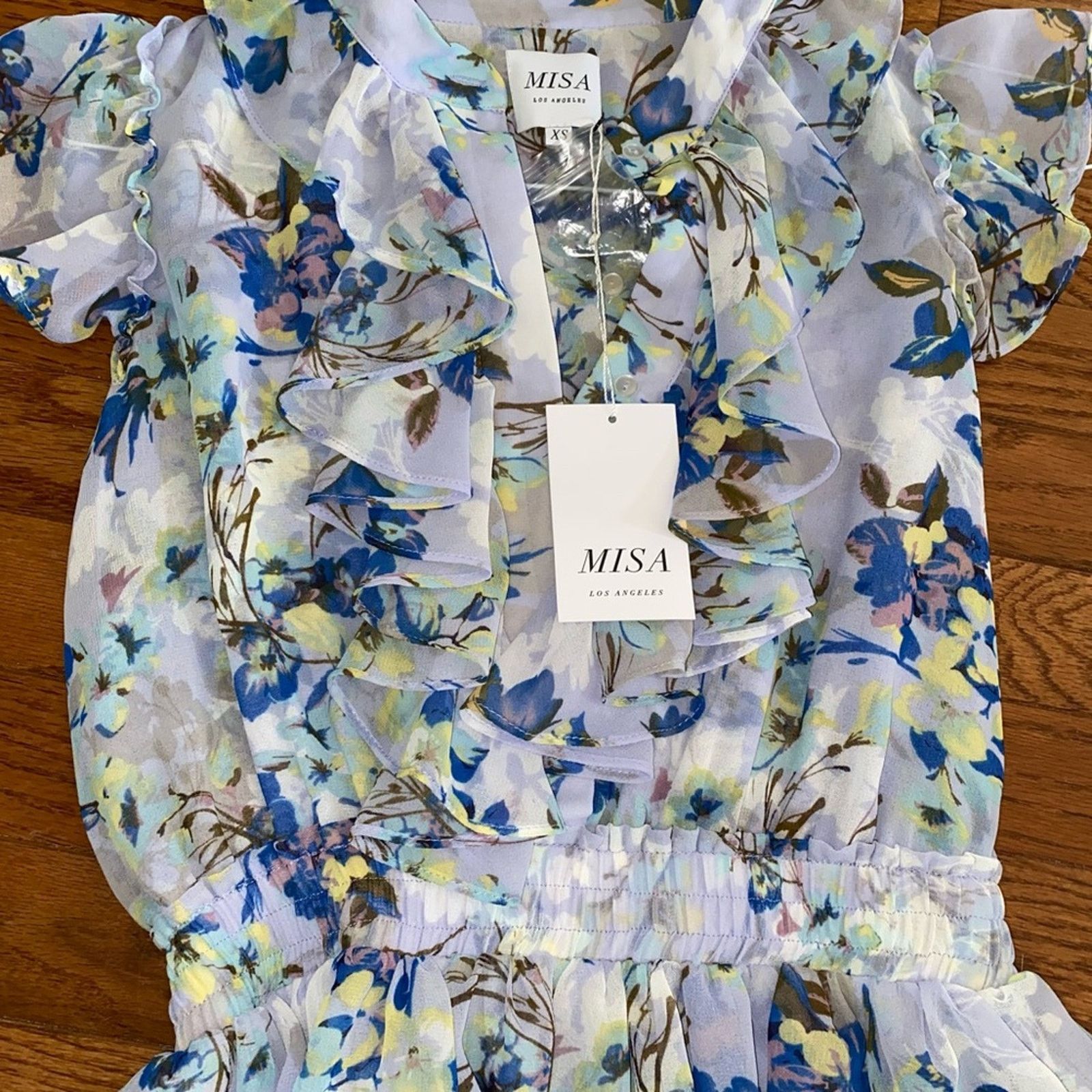 MISA Los Angeles New! $336 Misa Los Angeles Blue Floral Alona Dress XS NWT Size XS / US 0-2 / IT 36-38 - 5 Thumbnail