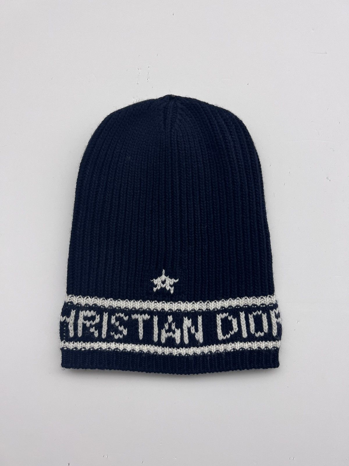 image of Bonnet Dior Navy And White Cachemire in Blue, Women's