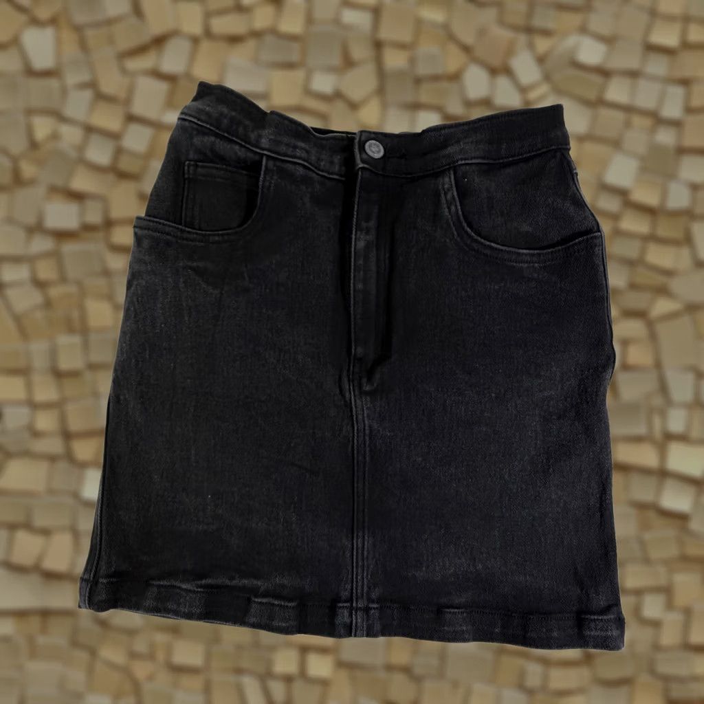 Harley Davidson Harley-Davidson Black Denim Mini Skirt Women's Size 6 Biker Grunge Size 28" / US 6 / IT 42 - 1 Thumbnail