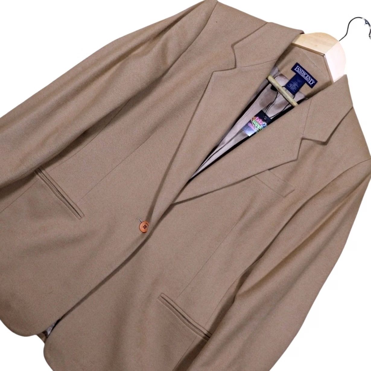 Lands' End VINTAGE Lands End Womens Petite Blazer Tan Single Button Size 8 Size M / US 6-8 / IT 42-44 - 3 Thumbnail
