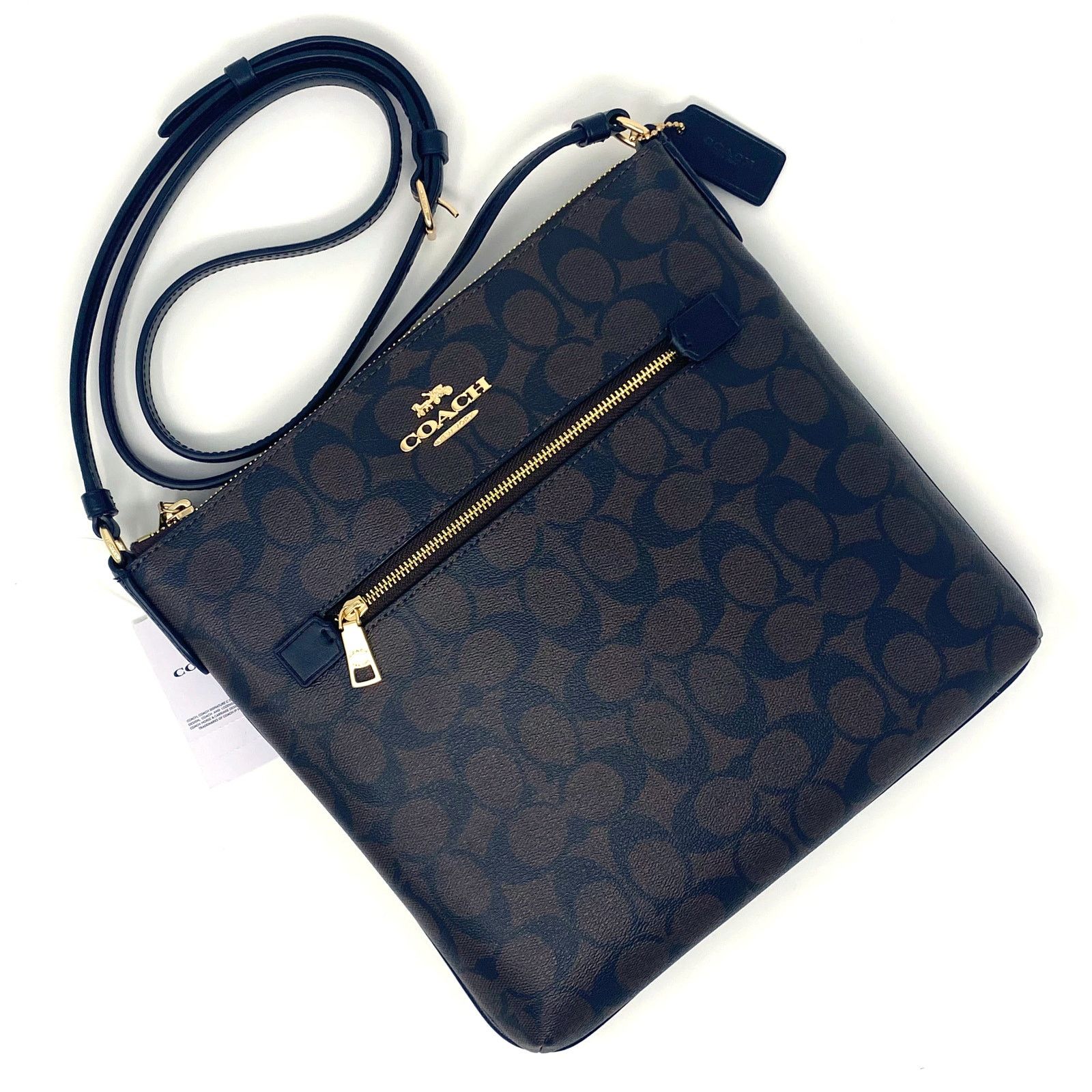 Coach Coach Rowan File Bag in Signature Canvas Brown Black C1554 Size ONE SIZE - 2 Thumbnail