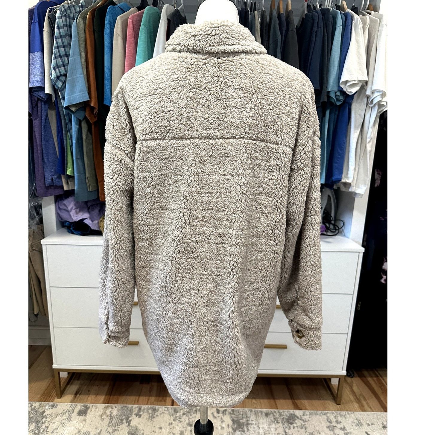 Other Thread & Supply Women's Tan Sherpa Oversized Shirt Jacket S Size S / US 4 / IT 40 - 5 Thumbnail