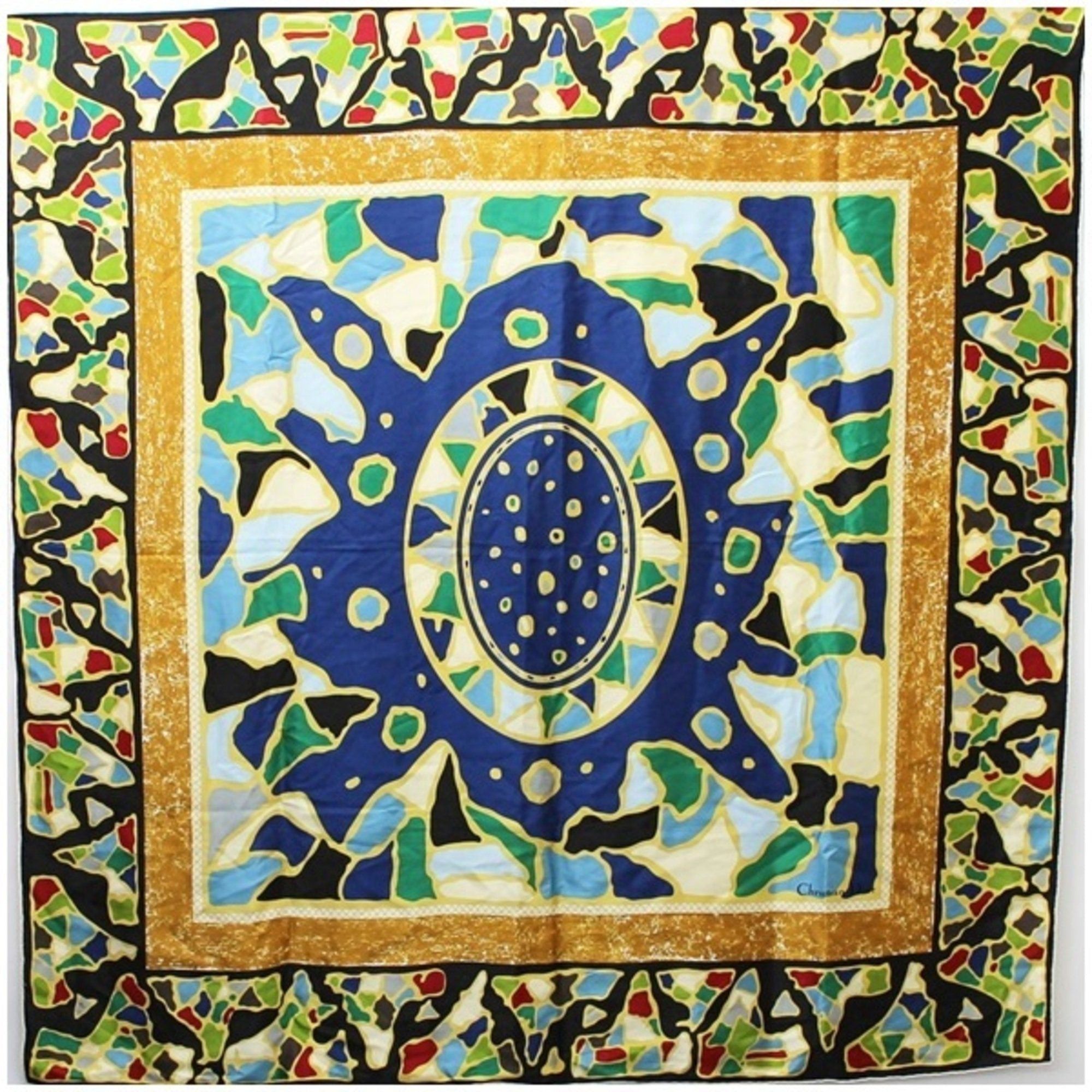 image of Christian Dior Silk Large Scarf Muffler Multicolor Women's in Black