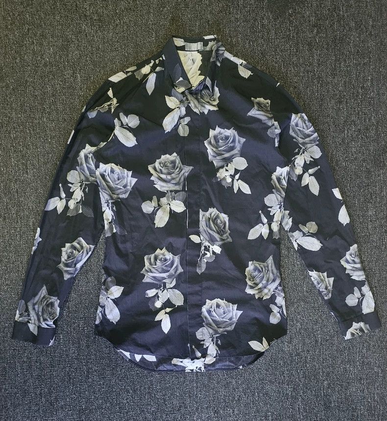 Dior Dior Rose Print Long Sleeve Shirt-yf Size US M / EU 48-50 / 2 - 1 Thumbnail