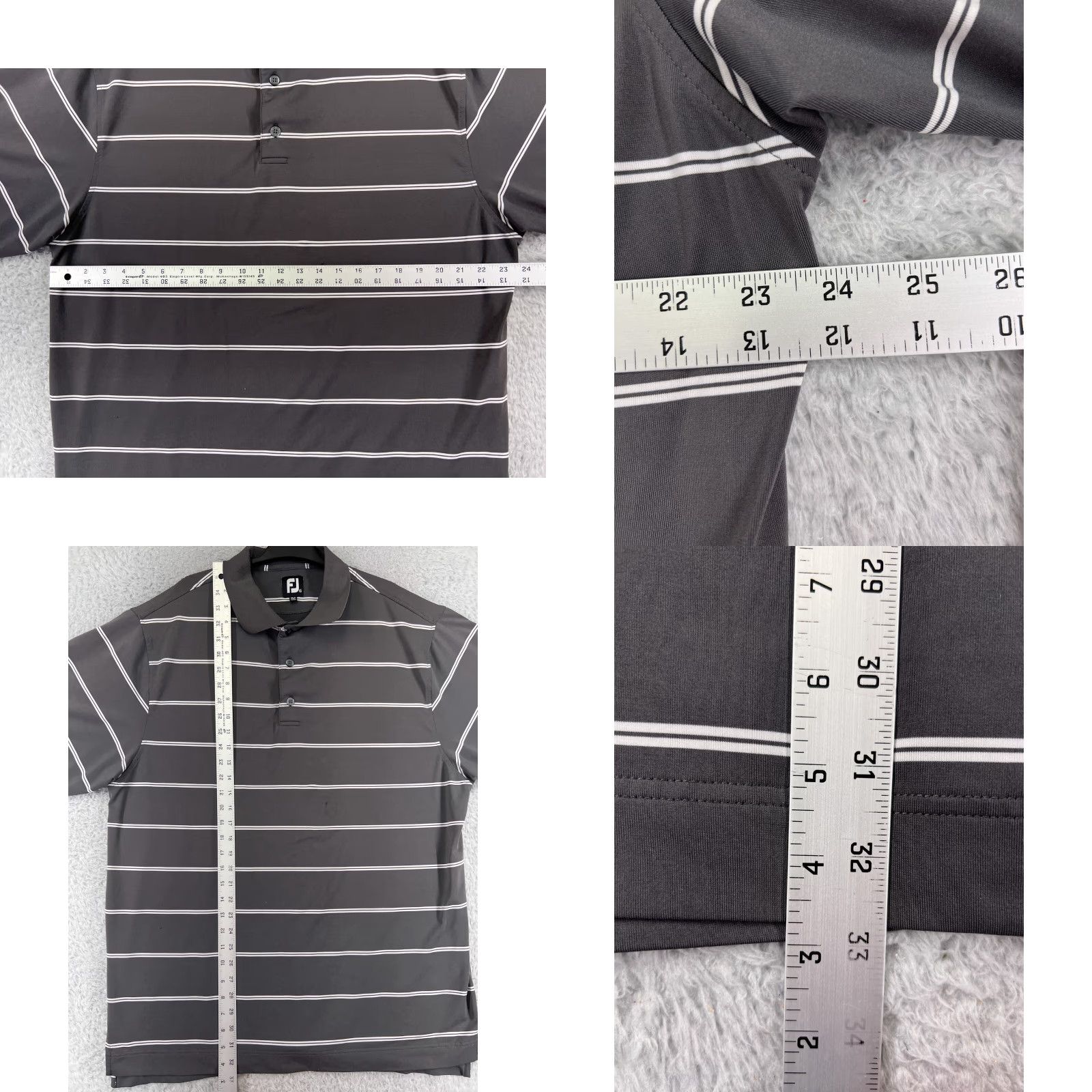 Footjoy FootJoy Polo Shirt Men Extra Large Gray Stripe Polo Shirt Gray FootJoy Lightweight Polyester Golf Shirt Men XL Stripe Size US XL / EU 56 / 4 - 9 Thumbnail
