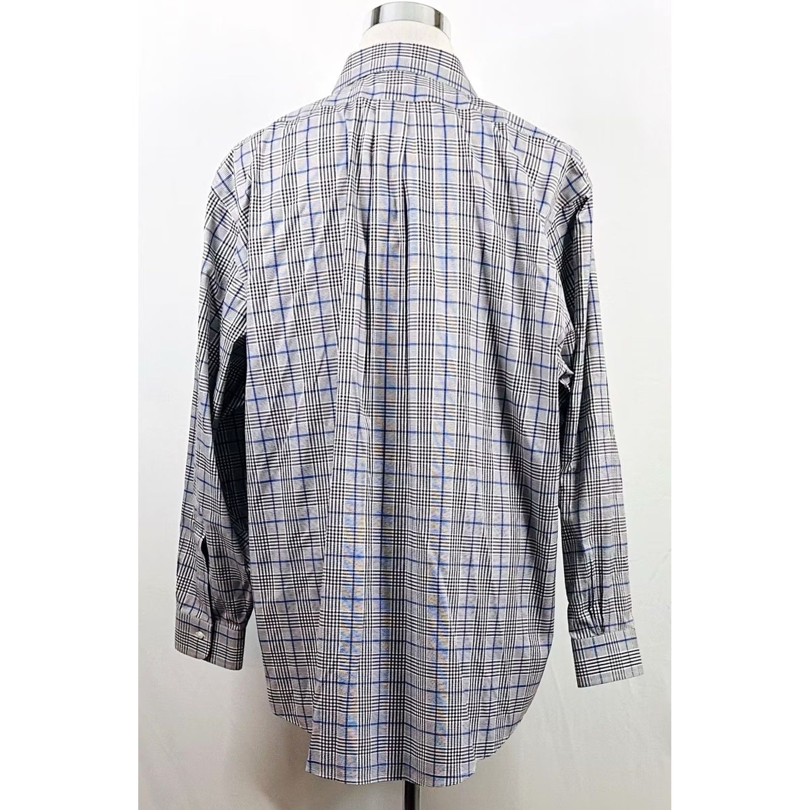 Brooks Brothers Brooks Brothers Dress Shirt Plaid Brown Blue 18 35 Traditional Non-Iron Regular Collar Spread Cuff Mens Size 48R - 5 Thumbnail