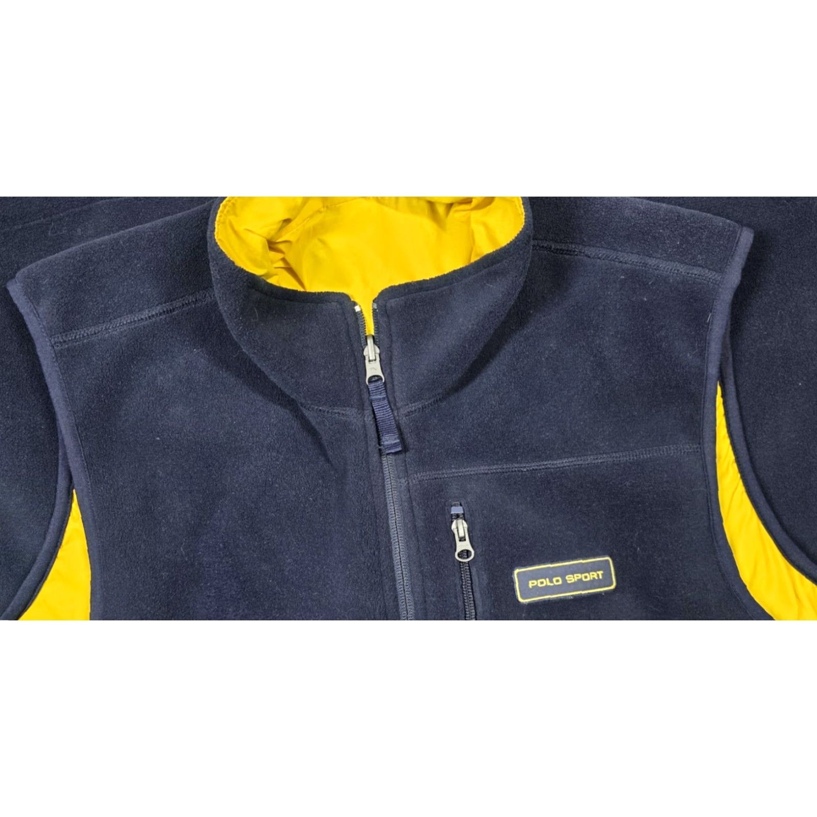 Polo Ralph Lauren VINTAGE Polo Ralph Lauren Polo Sport Vest L Yellow Blue Reversible Polartec Fleece Fullzip Size US L / EU 52-54 / 3 - 2 Thumbnail