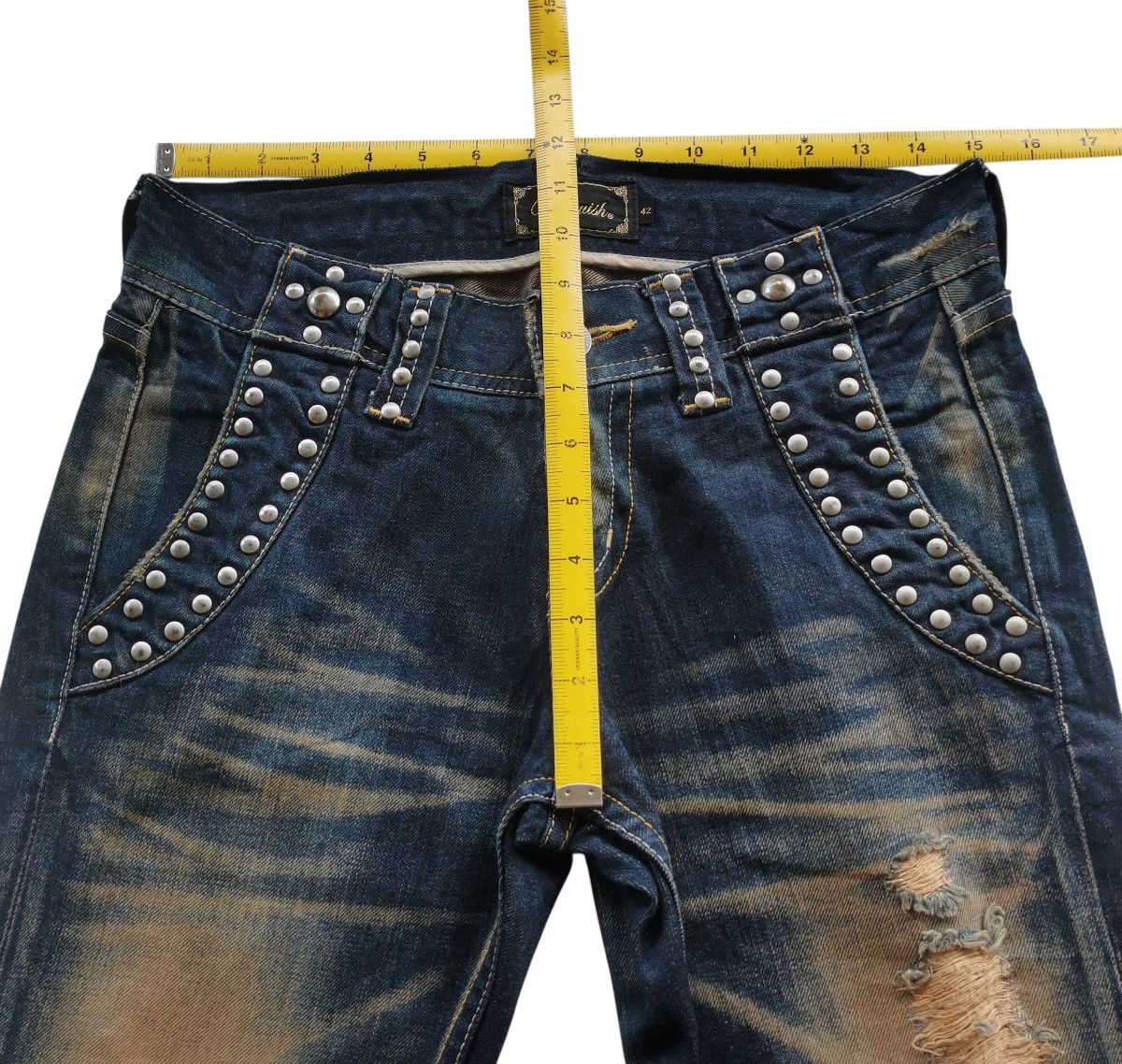 Vanquish Vanquish Studded Flare Mudwash Jeans - Size 30 Size US 30 / EU 46 - 9 Thumbnail