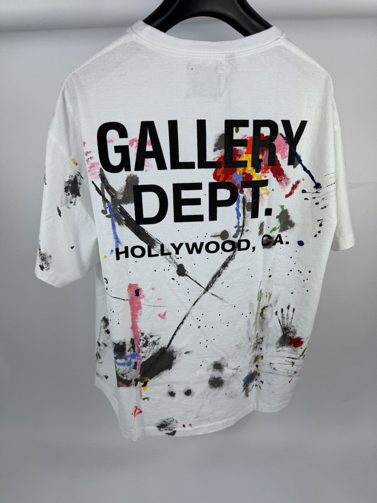 image of Gallery Dept Logo Print Paint Splash T-Shirt in White, Men's (Size XL)