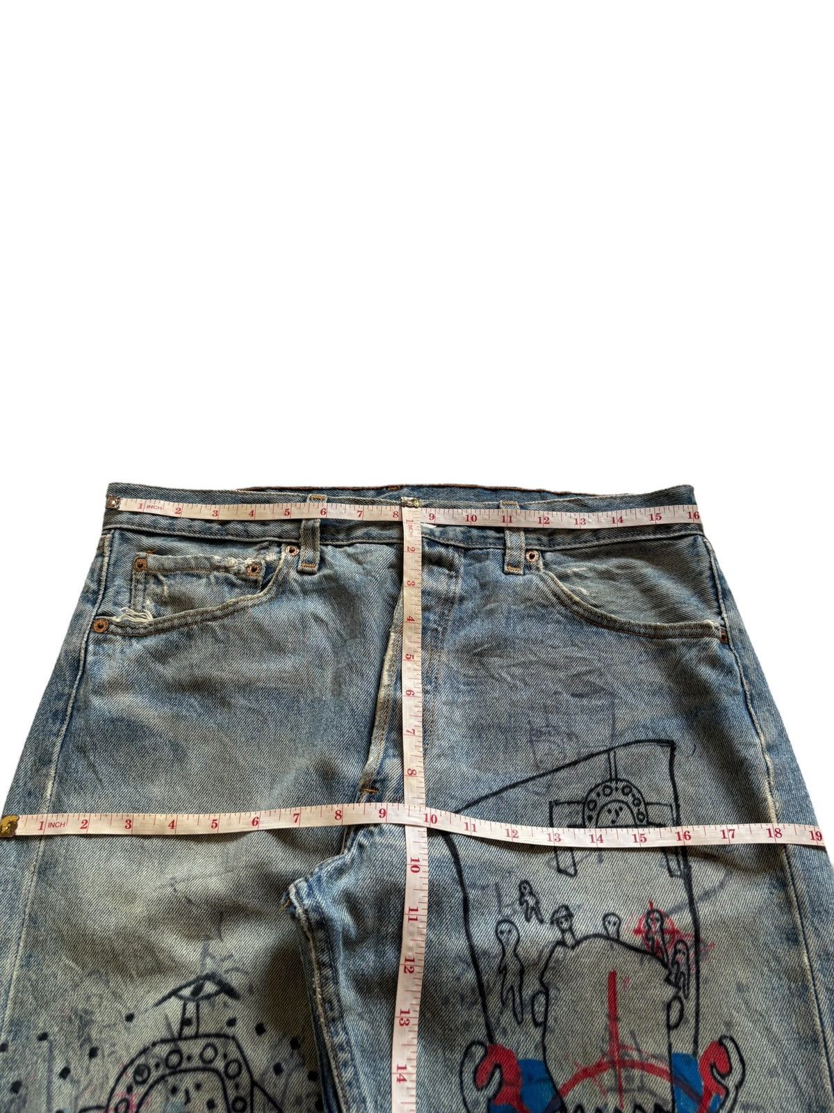 Levi's × Levi's Vintage Clothing Vintage 90s Levis 501 Button Fly Painted Distress Loose Jean Size US 32 / EU 48 - 11 Thumbnail