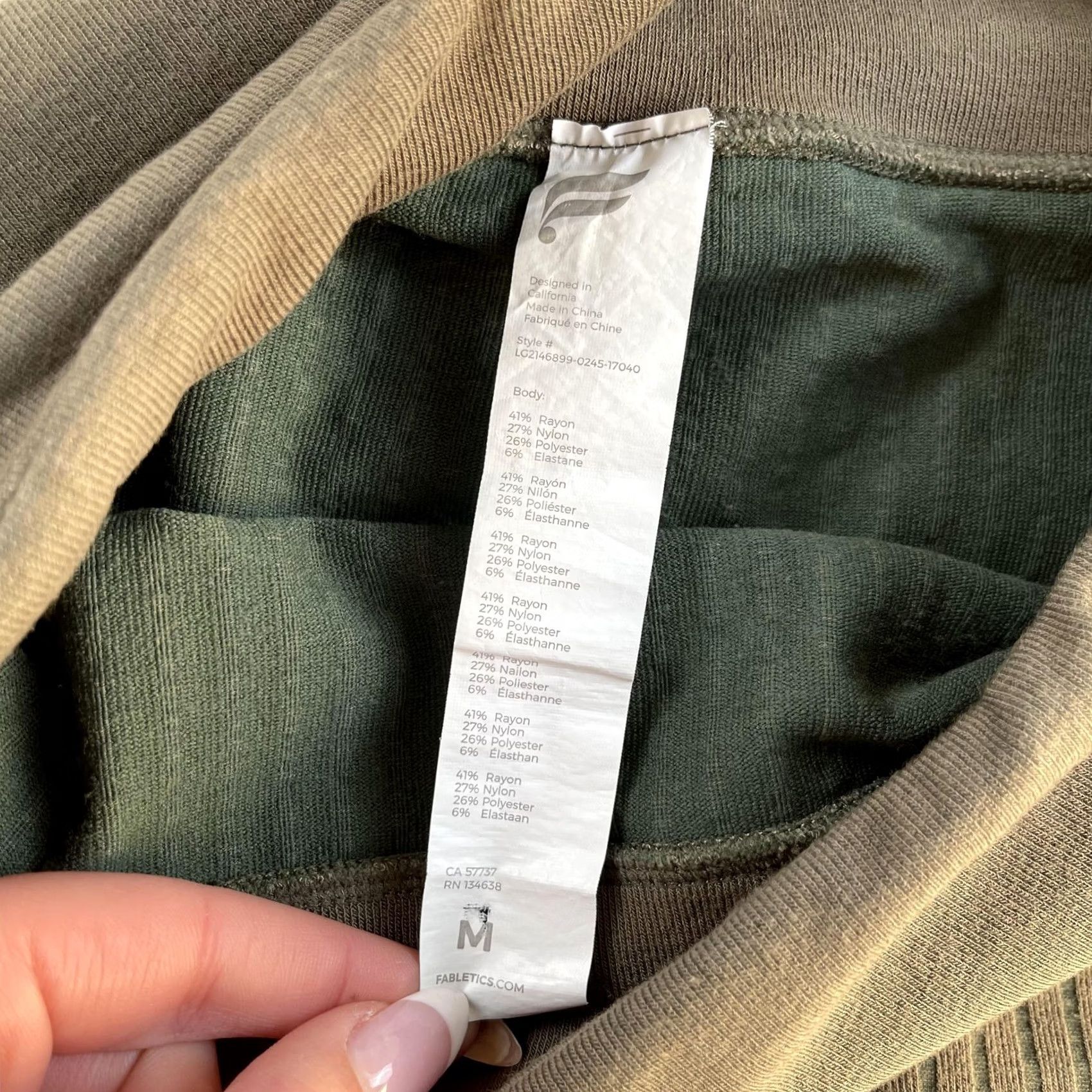 Fabletics Fabletics Leggings Womens Medium Green High Rise Ribbed Knit Ankle Yoga Pants Size 32" / US 10 / IT 46 - 4 Thumbnail