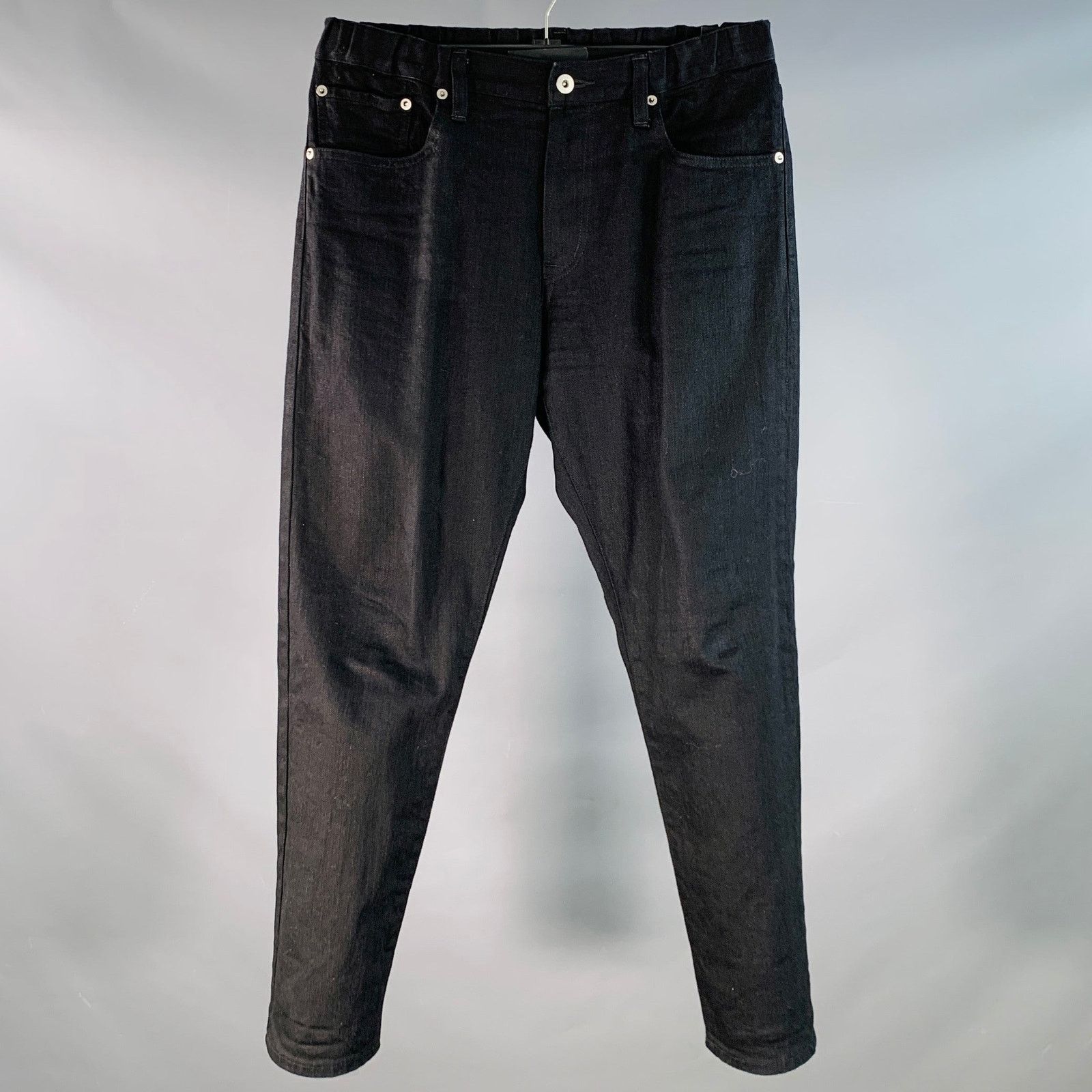 Other QUADRO S Black Cotton Twill Elastic Waistband Tapered Jeans Size US 28 / EU 44 - 1 Thumbnail