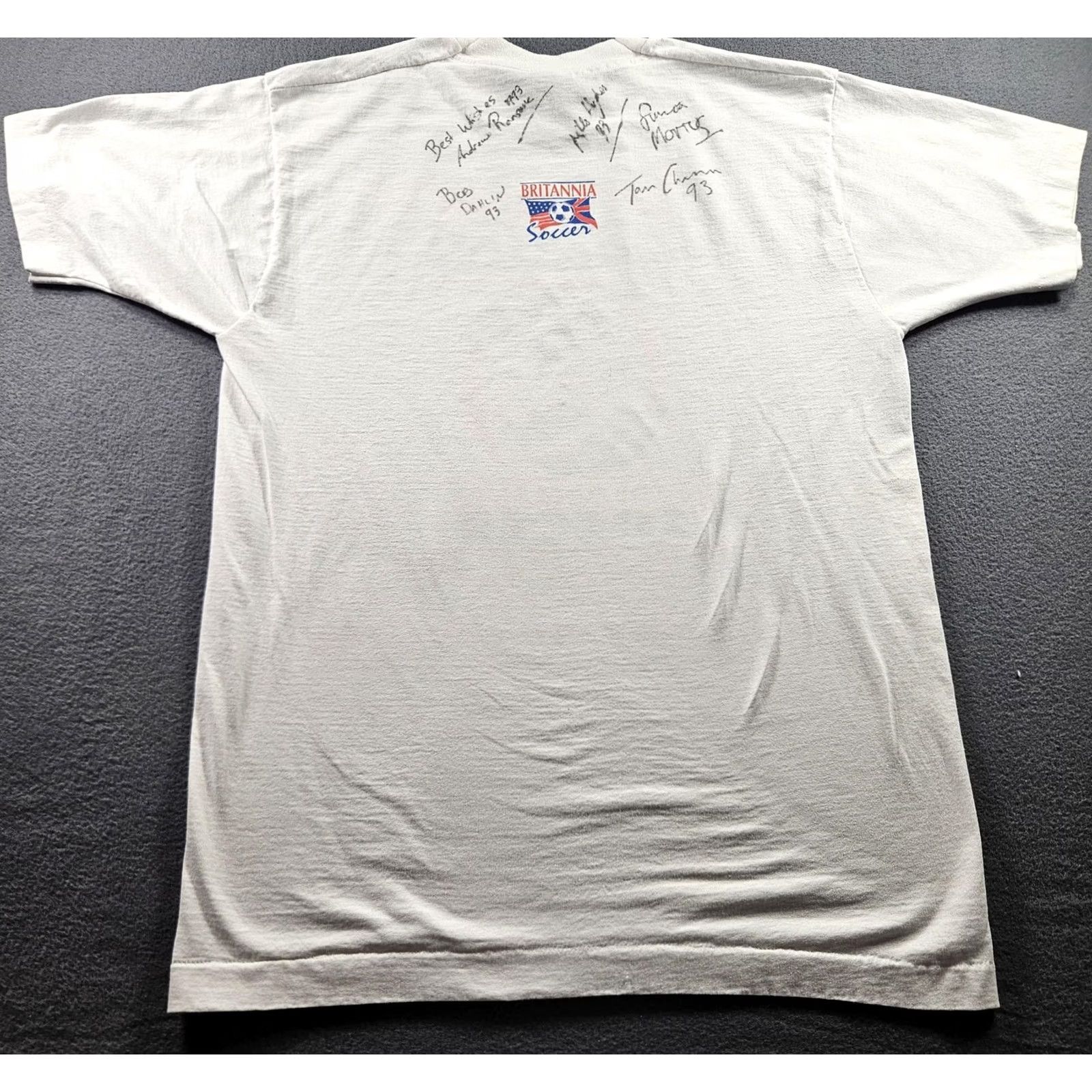 Fruit Of The Loom VINTAGE Britannia Reebok Shirt Mens Large White Soccer Camp 90s Autographed USA Shirt Size US L / EU 52-54 / 3 - 7 Thumbnail