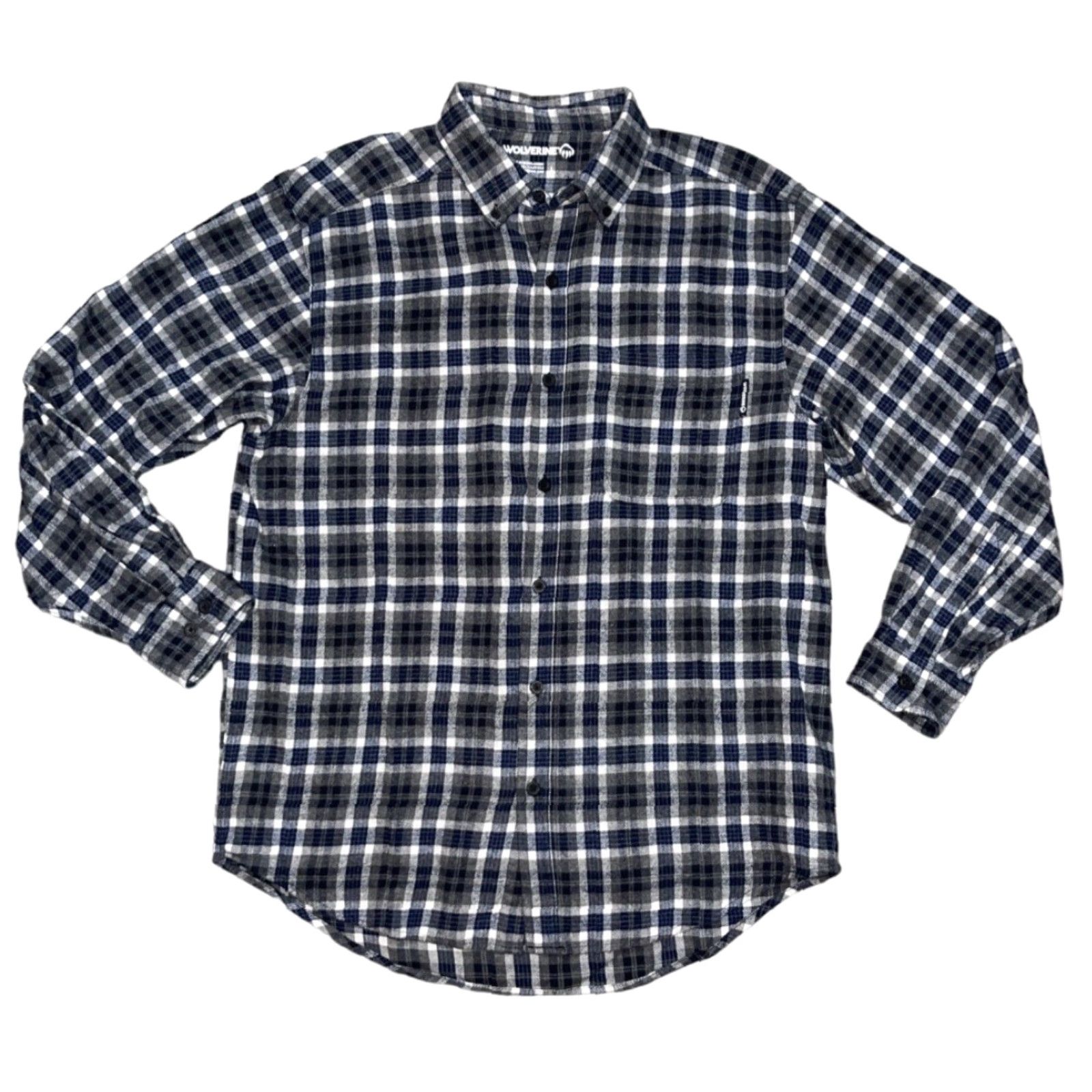 Vintage VINTAGE Wolverine Mens Large Gray Blue Plaid Cotton Soft Flannel USA Outdoors Work Shirt Size US L / EU 52-54 / 3 - 2 Thumbnail