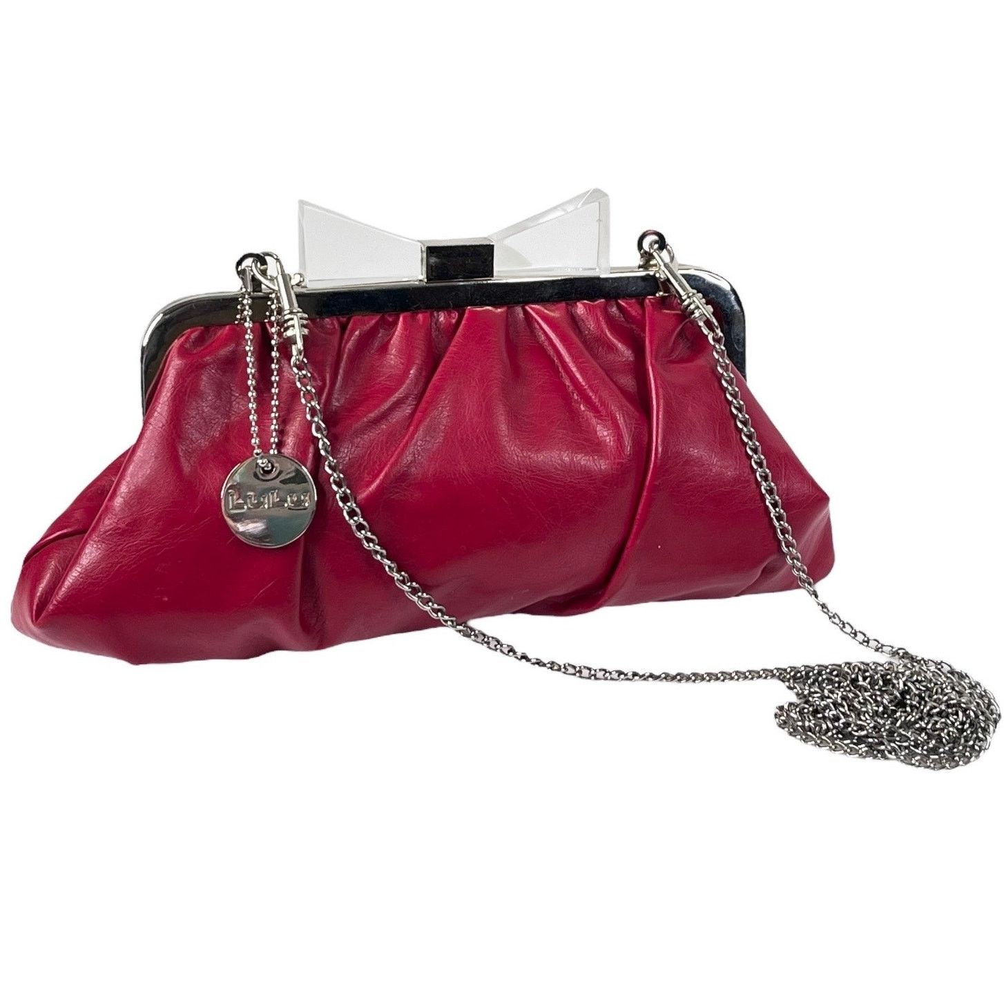 Vintage Lulu Red Clutch Handbag 10X5 Faux Leather Evening Bag Purse, Women's