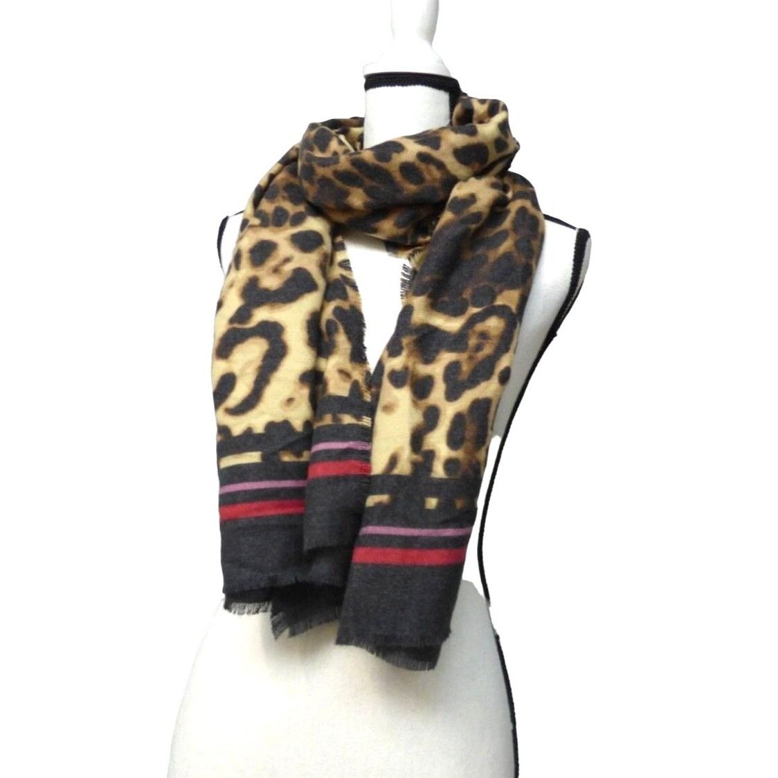 Other Inc International Concepts Striped Leopard-Print Wrap, Brown Size ONE SIZE - 2 Thumbnail