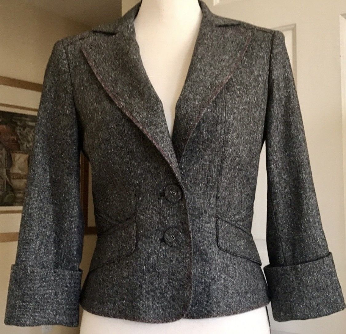 Bebe BEBE VINTAGE PINK EMBROIDERED GREY WOOL BLAZER JACKET Size M / US 6-8 / IT 42-44 - 1 Thumbnail