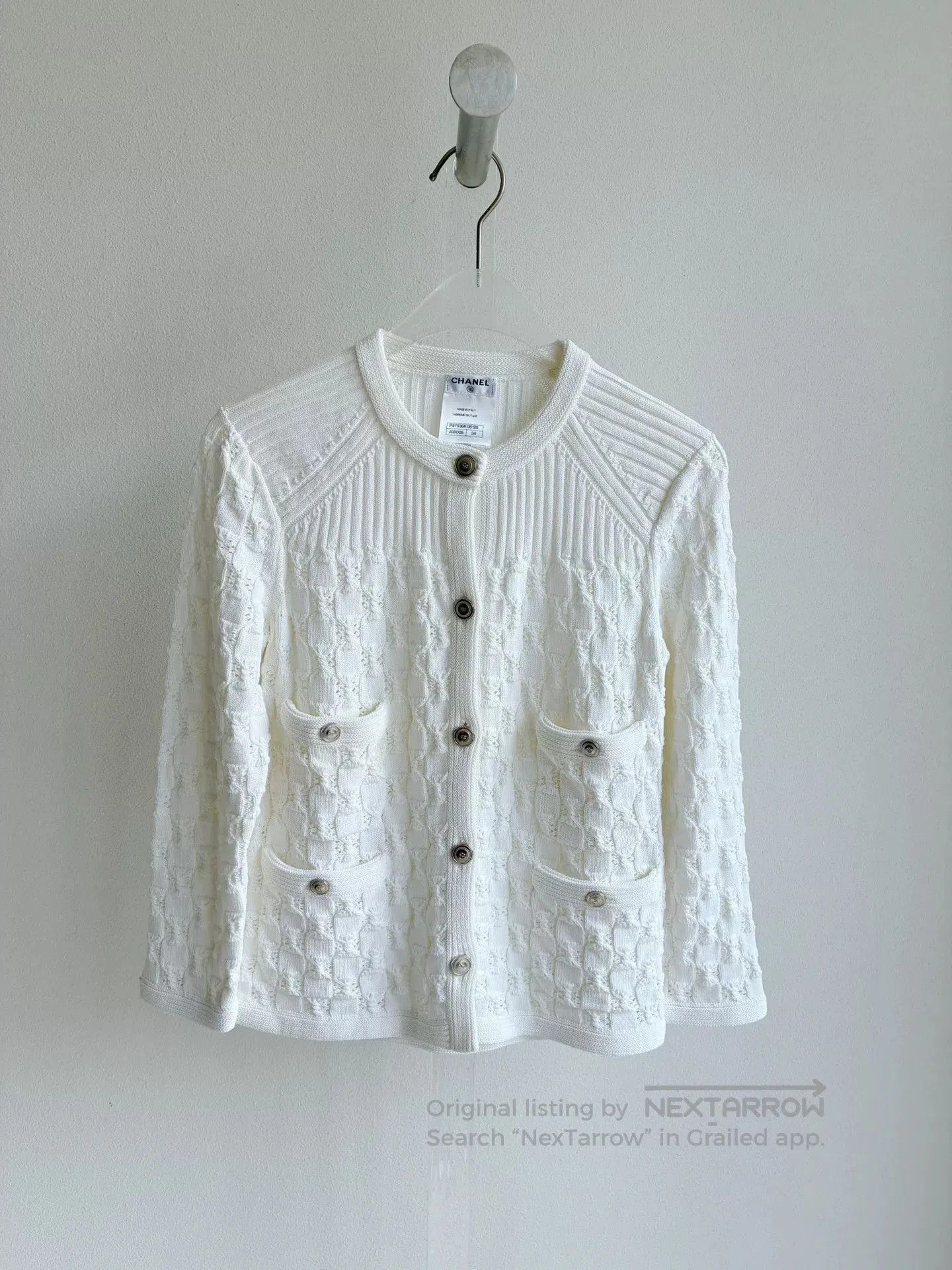 Chanel Chanel White Knit Cardigan. Size XXS / US 00 / IT 34 - 2 Thumbnail
