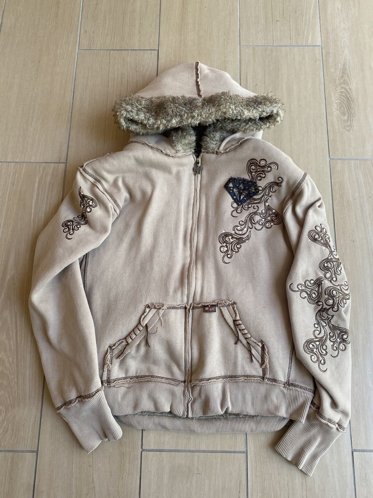 Carhartt M.A. Girl Beige Brown Zip-up Hoodie Japanese brand y2k style Size S / US 4 / IT 40 - 1 Thumbnail