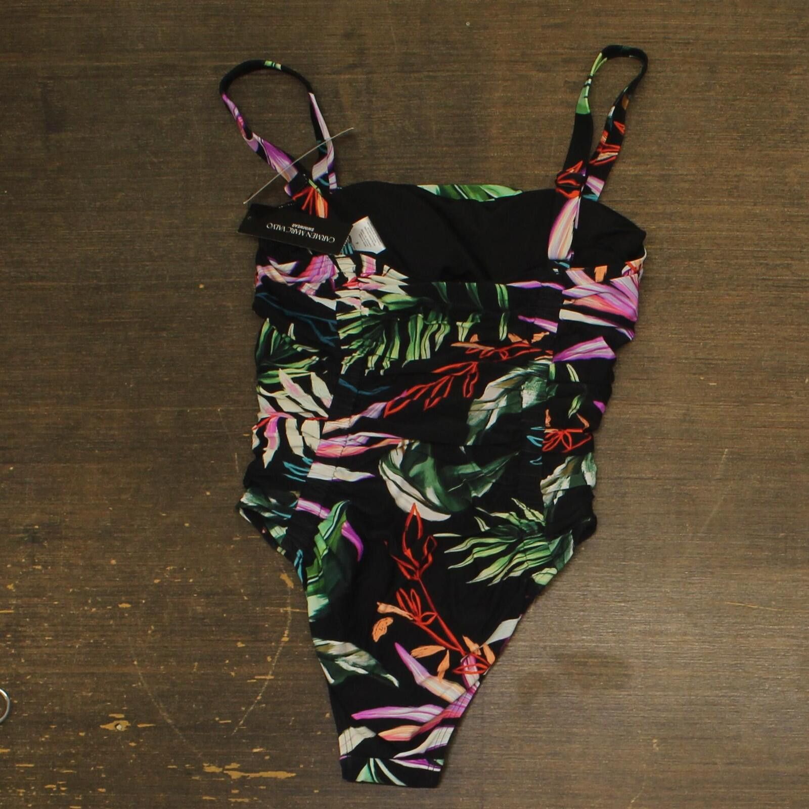 Other Nwt Carmen Marc Valvo Swimsuit C5p529 Organic Bloom Black 4 Size ONE SIZE - 2 Thumbnail
