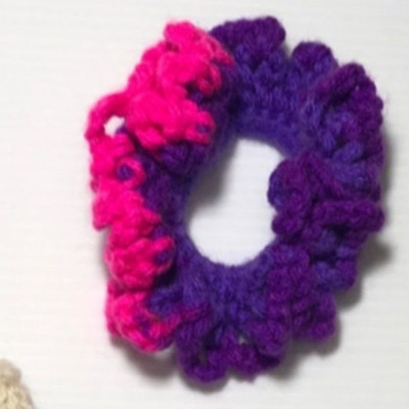 Handmade NWT Multicolor Handmade Crocheted Hair Scrunchie Set of 3 Size ONE SIZE - 3 Thumbnail
