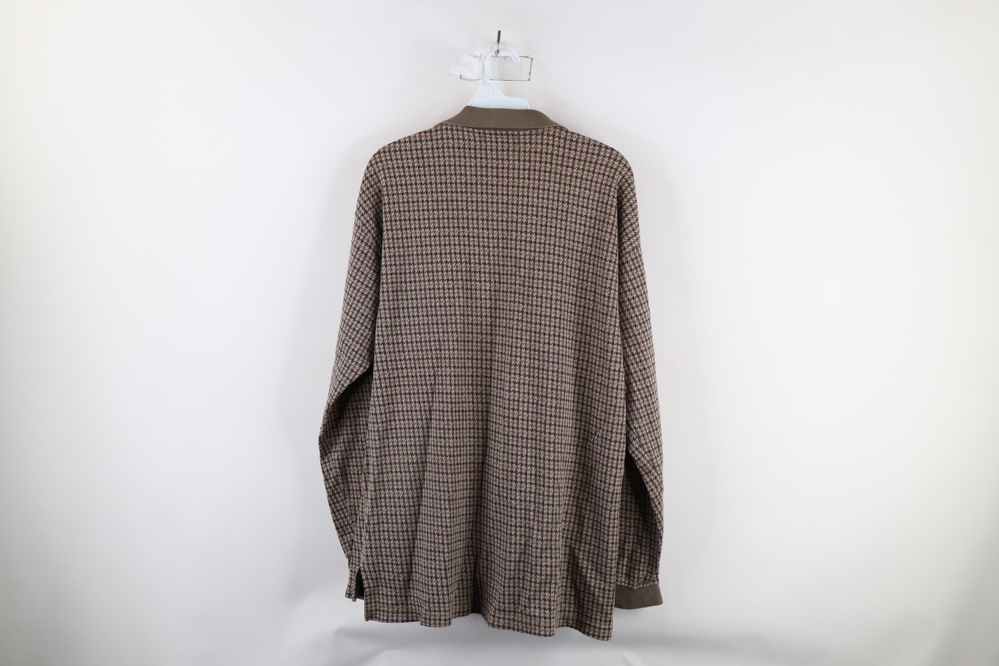 Eddie Bauer × Vintage Vintage 90s Eddie Bauer Houndstooth Long Sleeve Rugby Polo Size US L / EU 52-54 / 3 - 10 Thumbnail