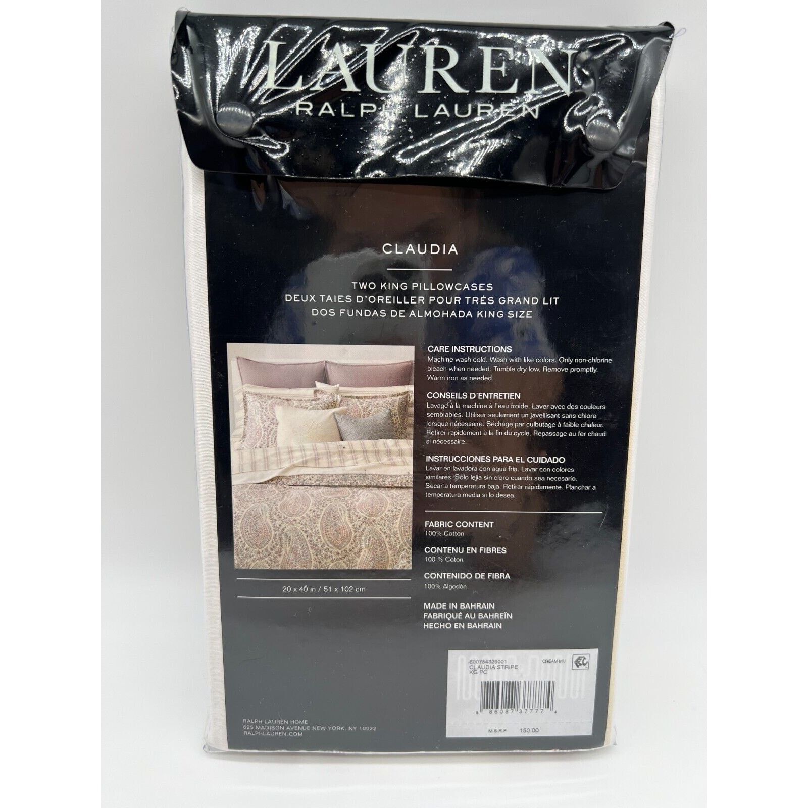 Lauren Ralph Lauren Ralph Lauren Claudia Stripe Set of 2 Pillowcase 100% Cotton Size ONE SIZE - 2 Thumbnail