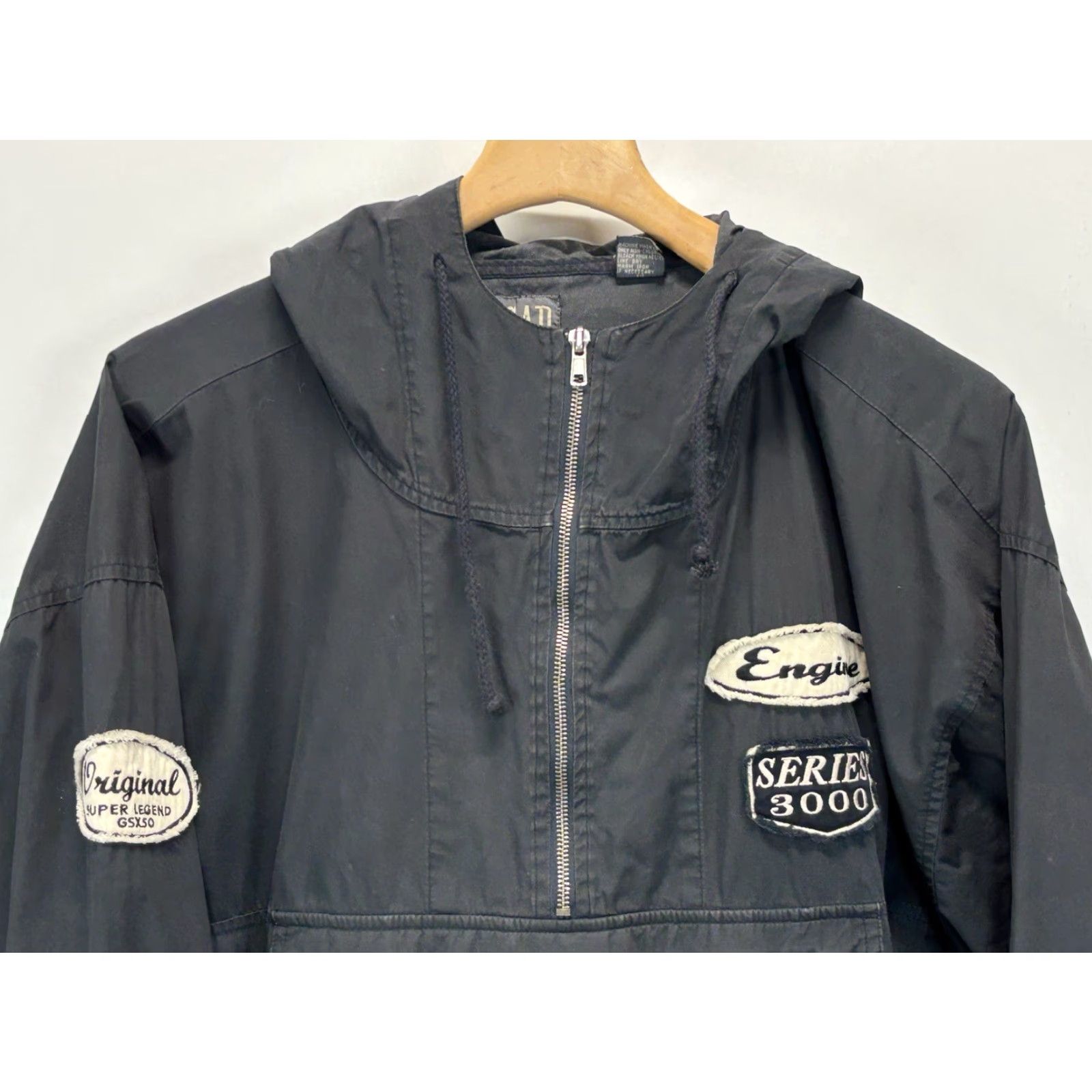 Gap VINTAGE Gap Anorak Jacket Men's Medium Hooded Faded Black Racing Y2K Size US M / EU 48-50 / 2 - 2 Thumbnail