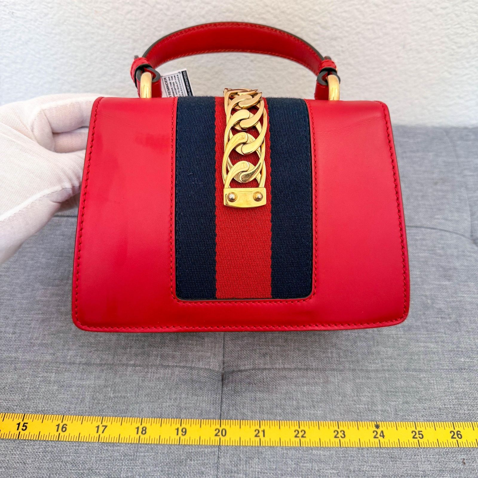 Gucci Authentic Gucci Sylvie Red Leather Small Shoulder Bag Size ONE SIZE - 4 Thumbnail